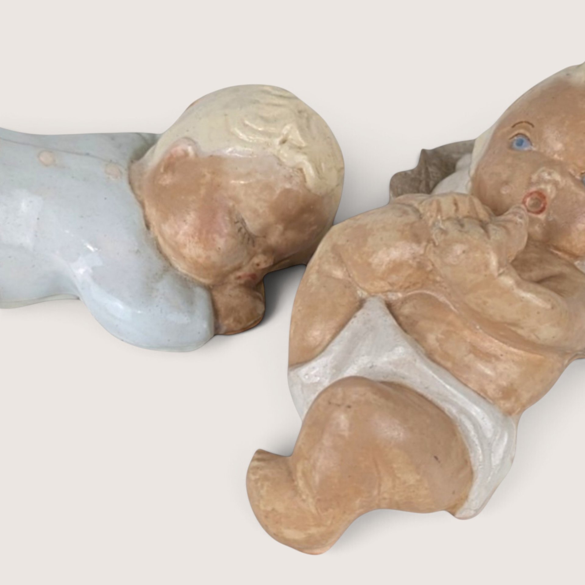 Vintage Pair of Chalkware Baby Figurines