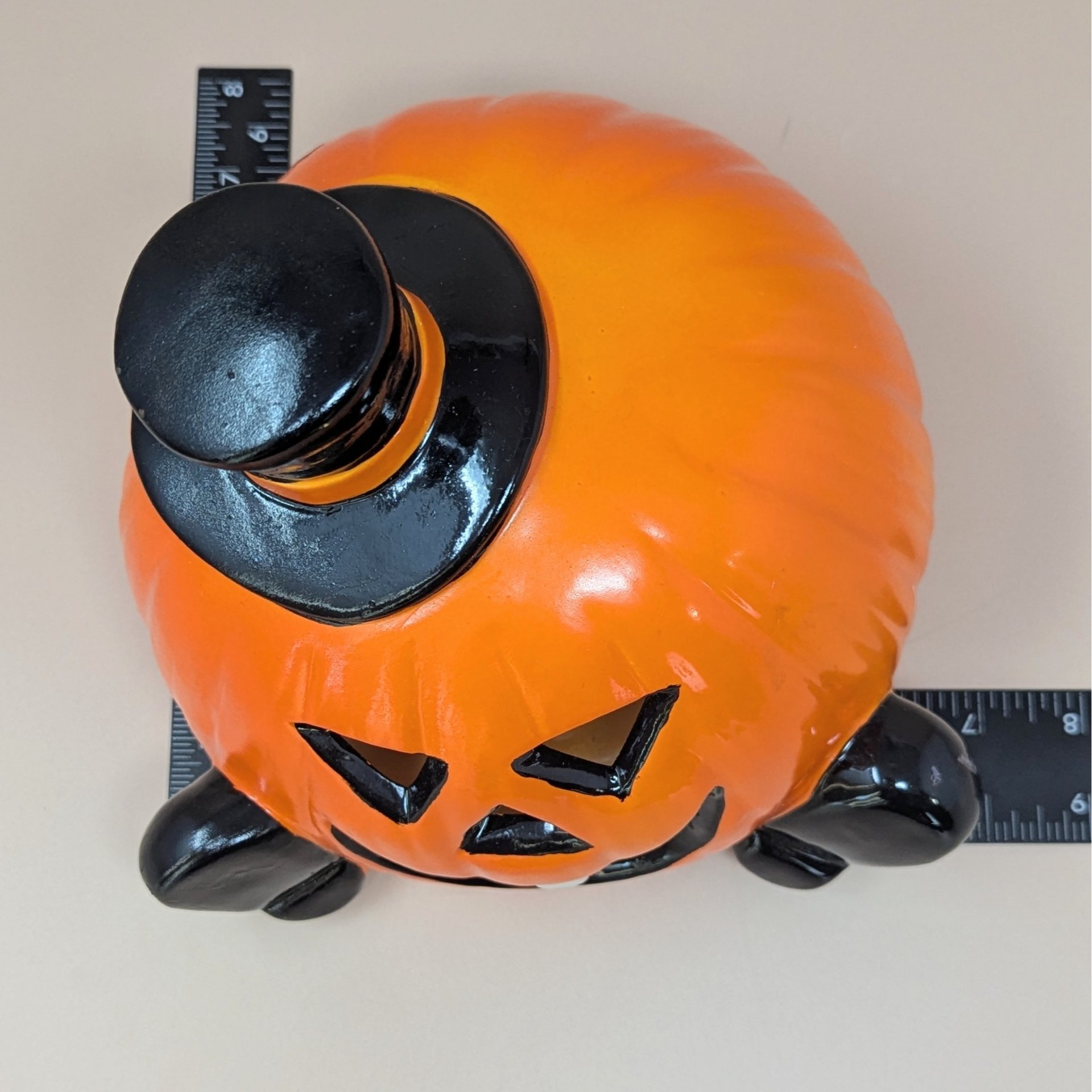 1990s PR Halloween Pumpkin Ceramic Light – Jack O Lantern Spooky Decor