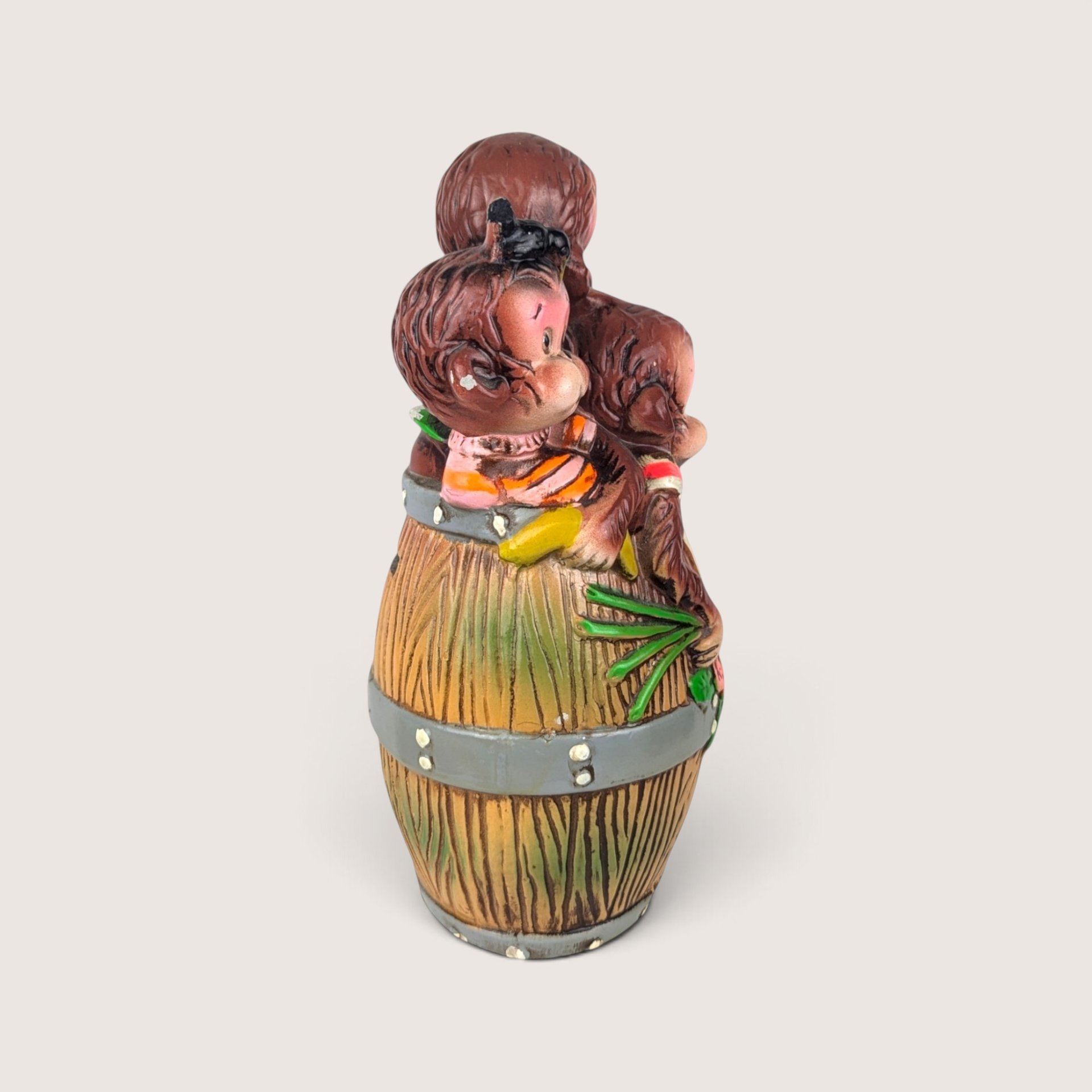 Vintage Barrel of Monkeys Ceramic Piggy Bank