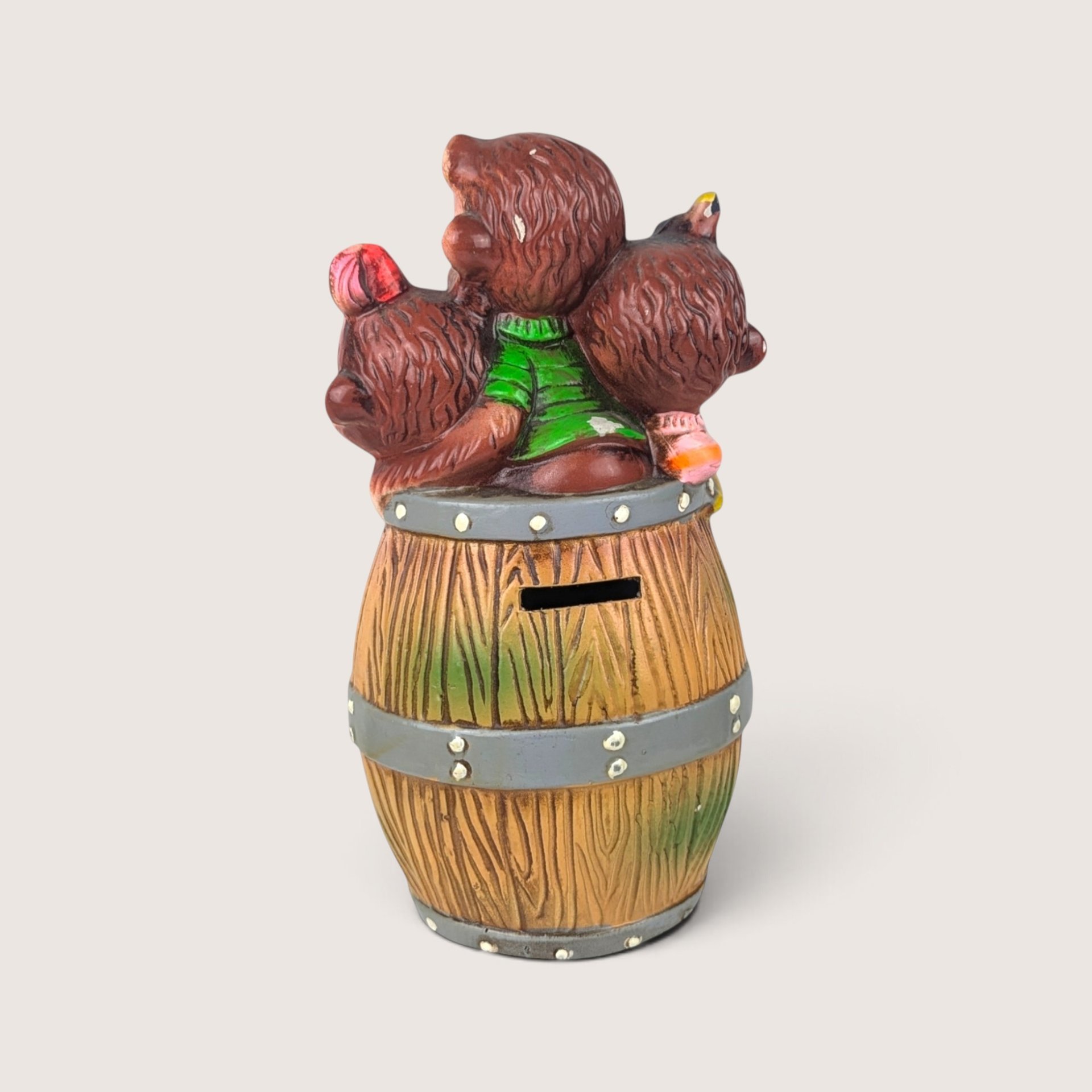 Vintage Barrel of Monkeys Ceramic Piggy Bank