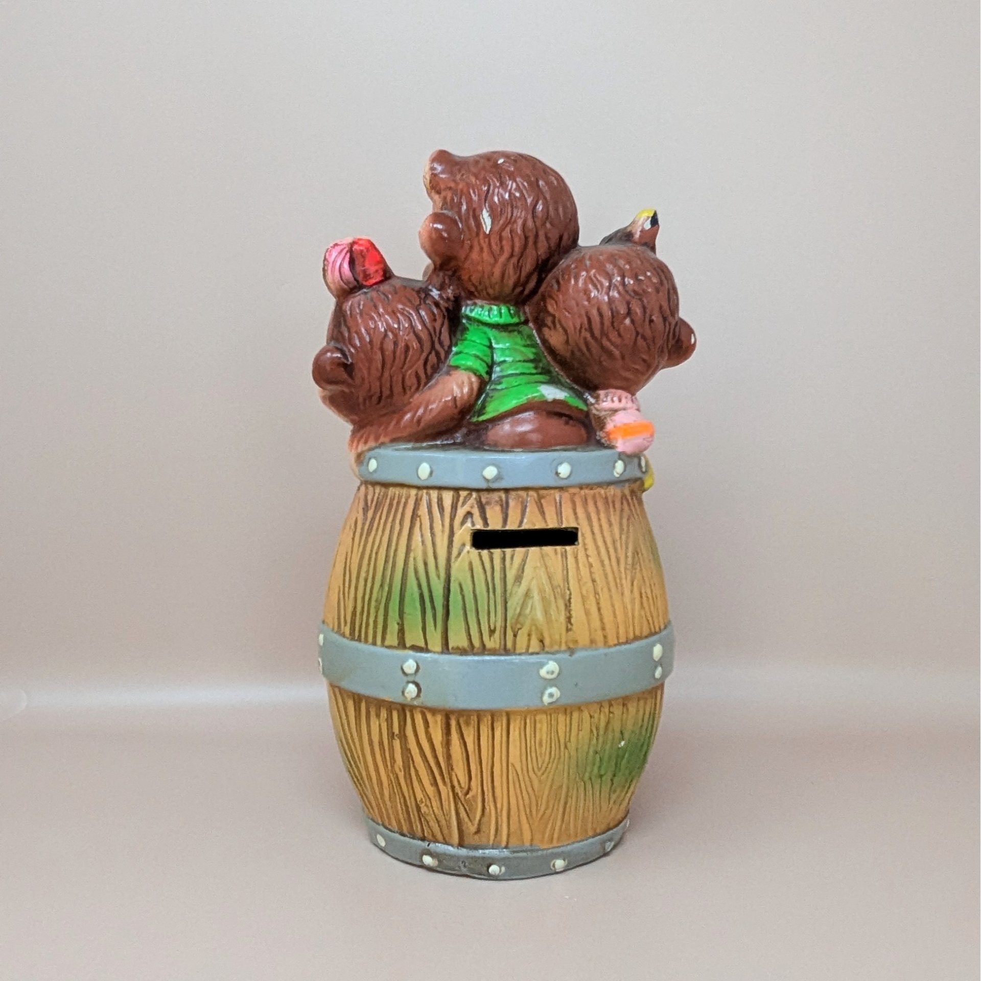 Barrel of Monkeys Ceramic Bank – Whimsical Kitschy Coin Saver