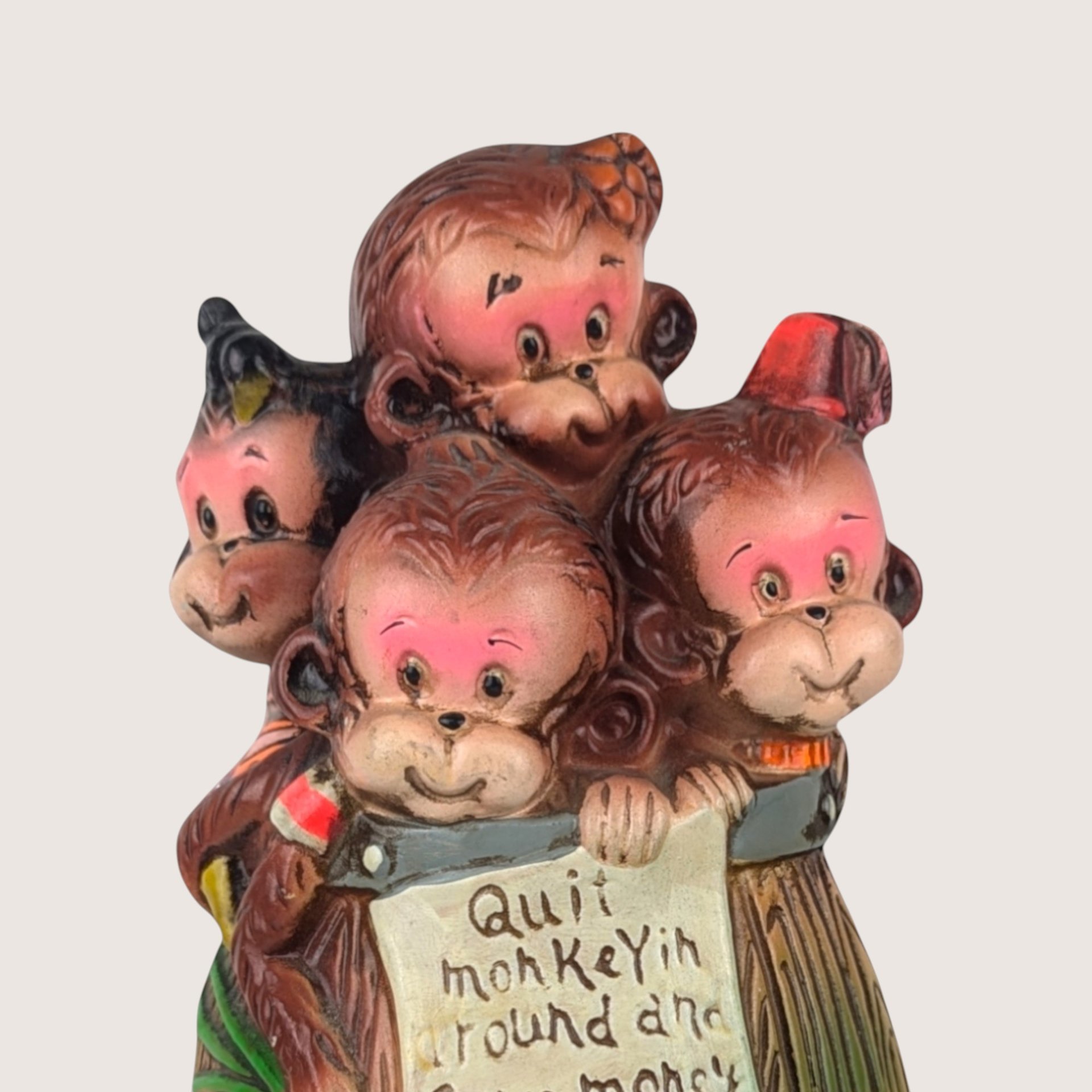 Vintage Barrel of Monkeys Ceramic Piggy Bank