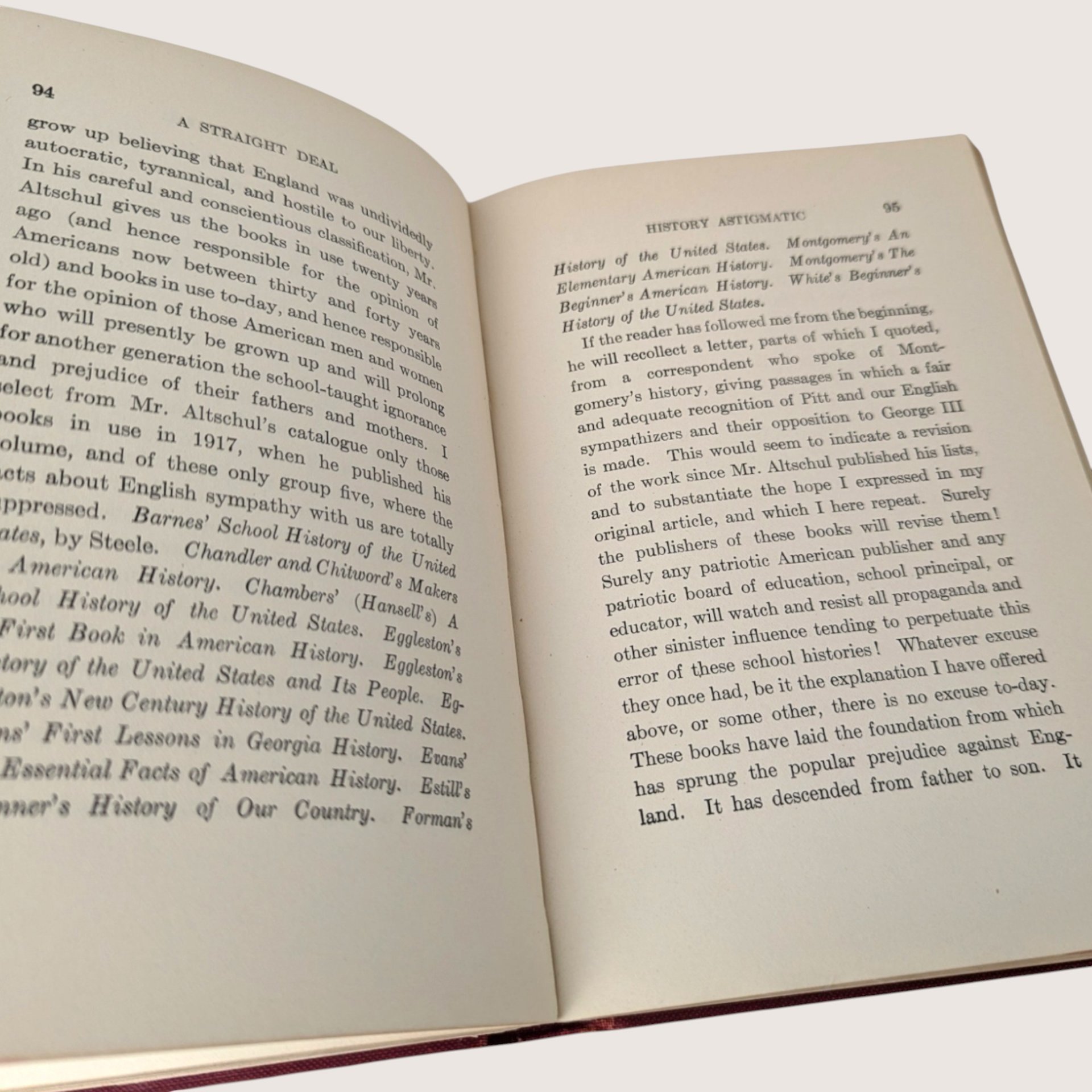 1920 A Straight Deal Or The Ancient Grudge Owen Wister Hardcover Book