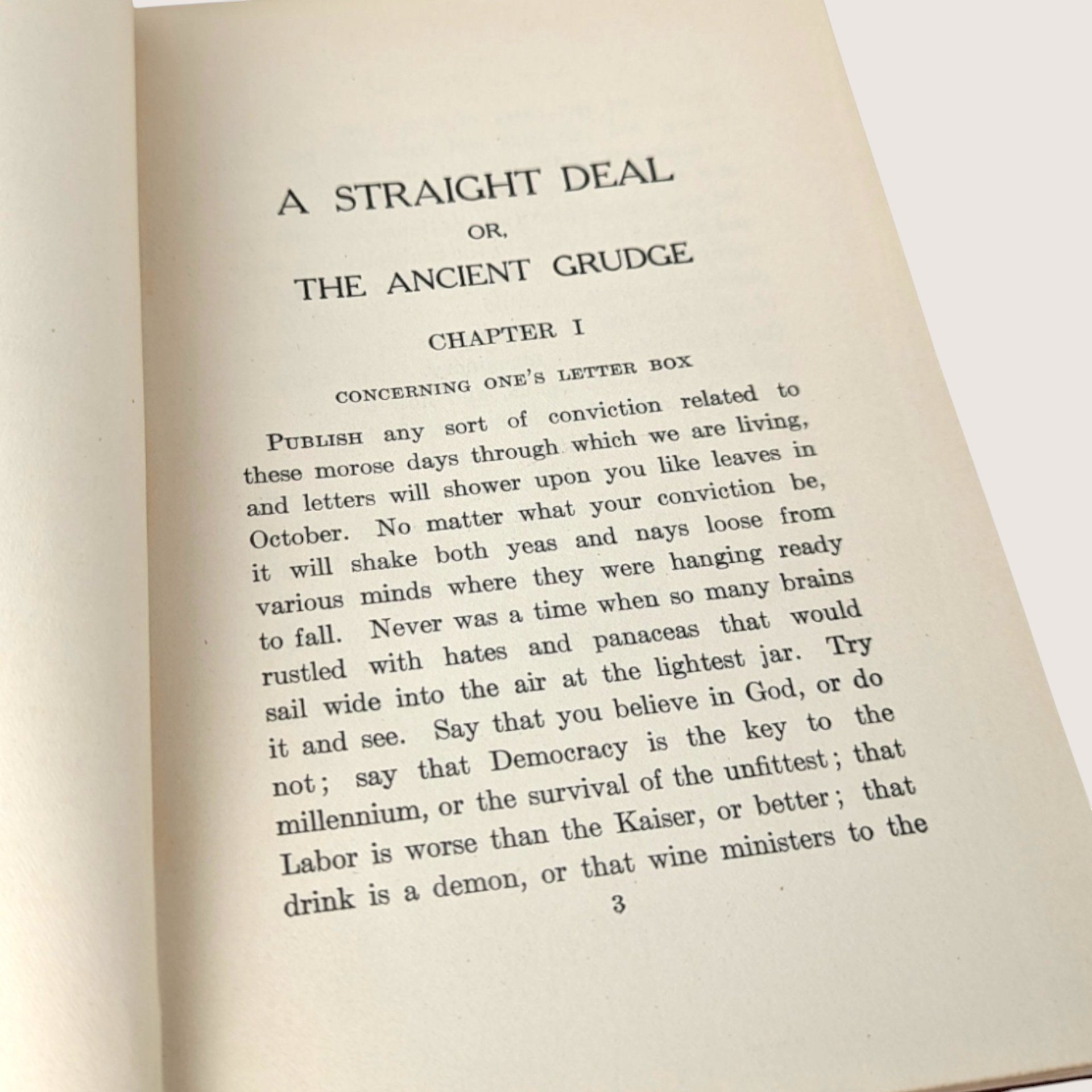 1920 A Straight Deal Or The Ancient Grudge Owen Wister Hardcover Book
