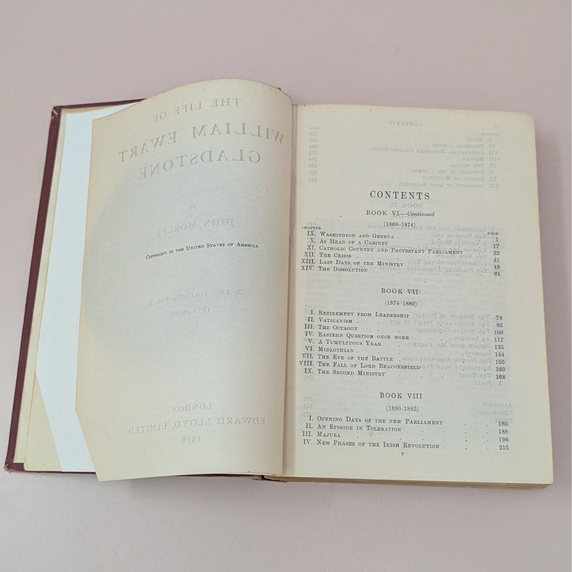 1908 John Morley Hardcover Books – Life of Gladstone Set – Antique Edwardian Biography