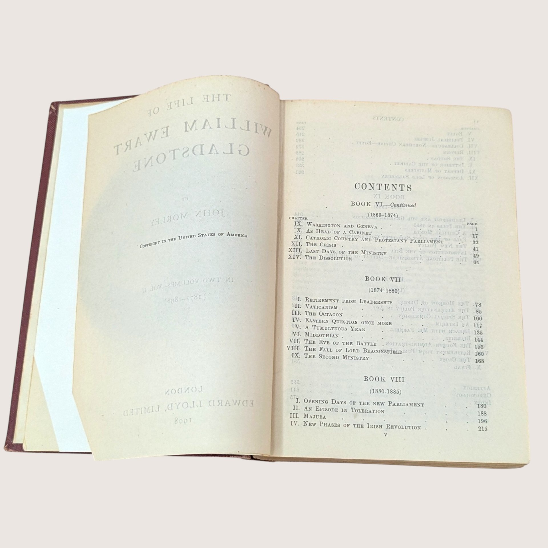 1908 Life of Gladstone John Morley Hardcover Book Set