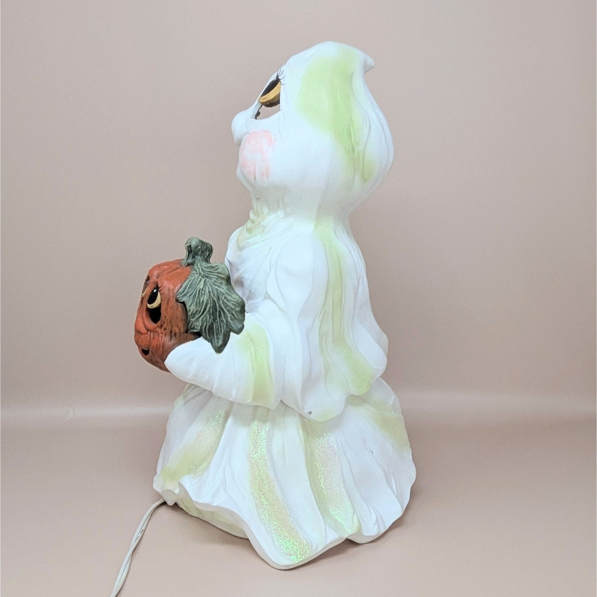 1970s Holland Mold Iridescent Ceramic Ghost Light