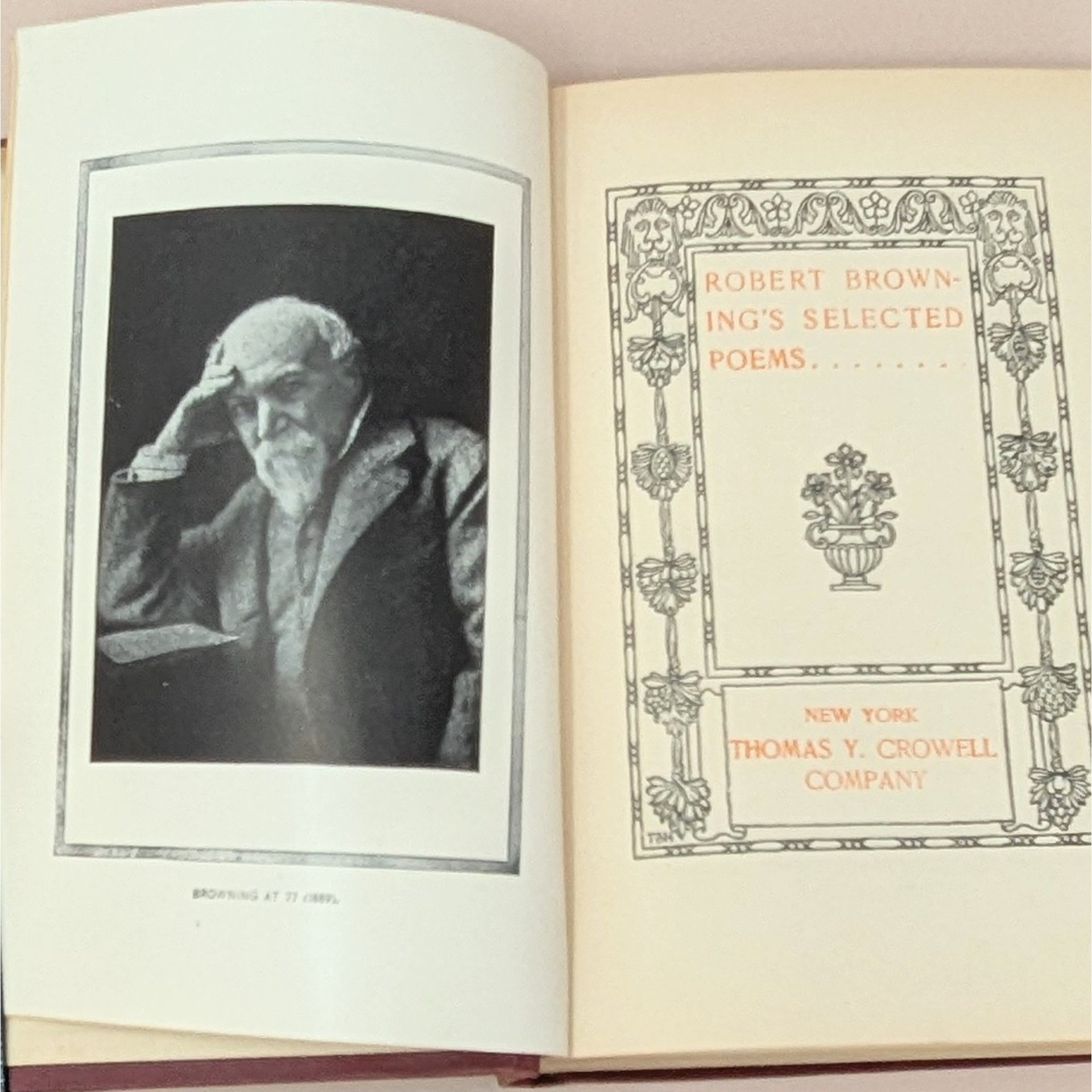 Antique Robert Brownings Poems Hardcover Book