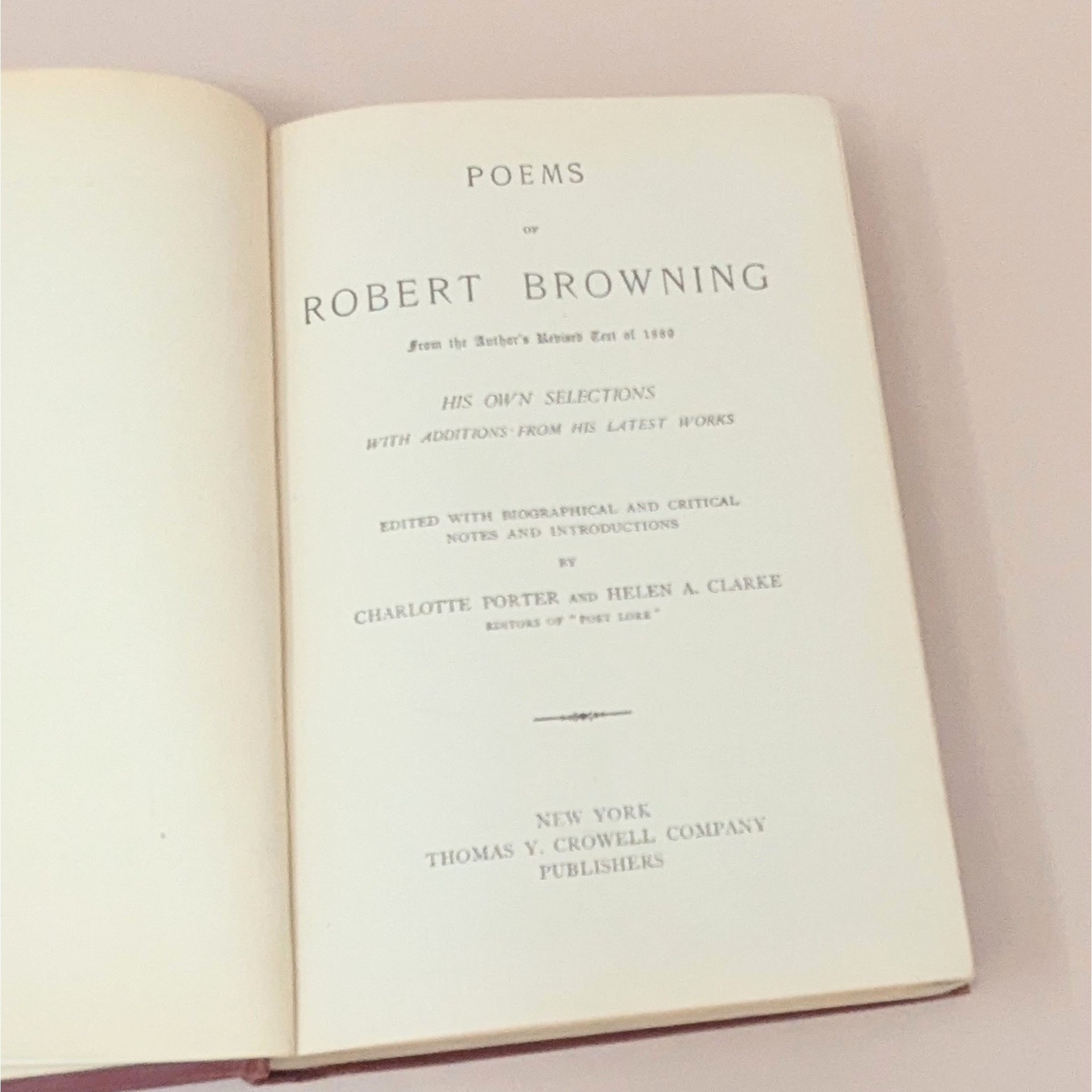 Antique Robert Brownings Poems Hardcover Book