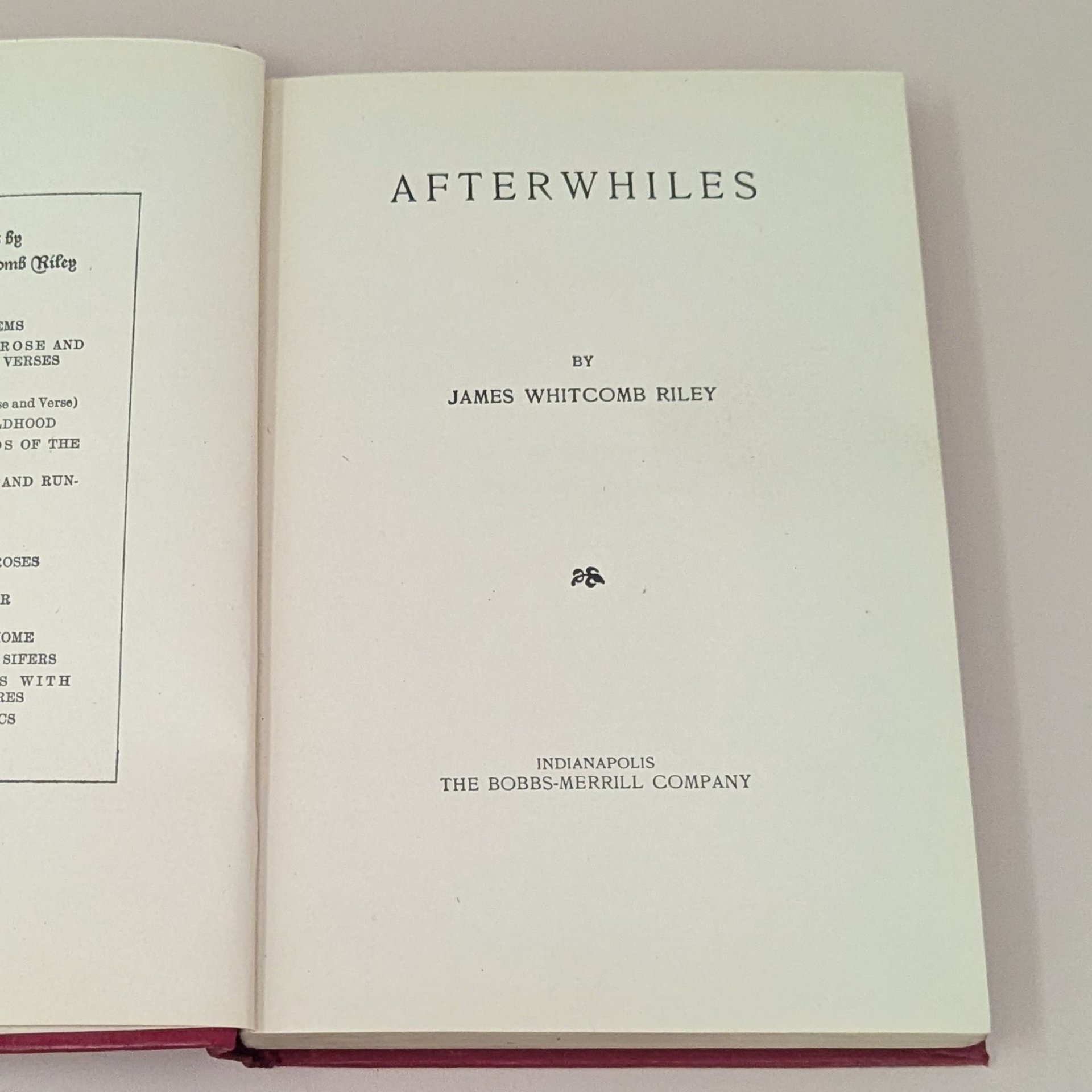 Afterwhiles Hardcover Book – James Whitcomb Riley Poetry
