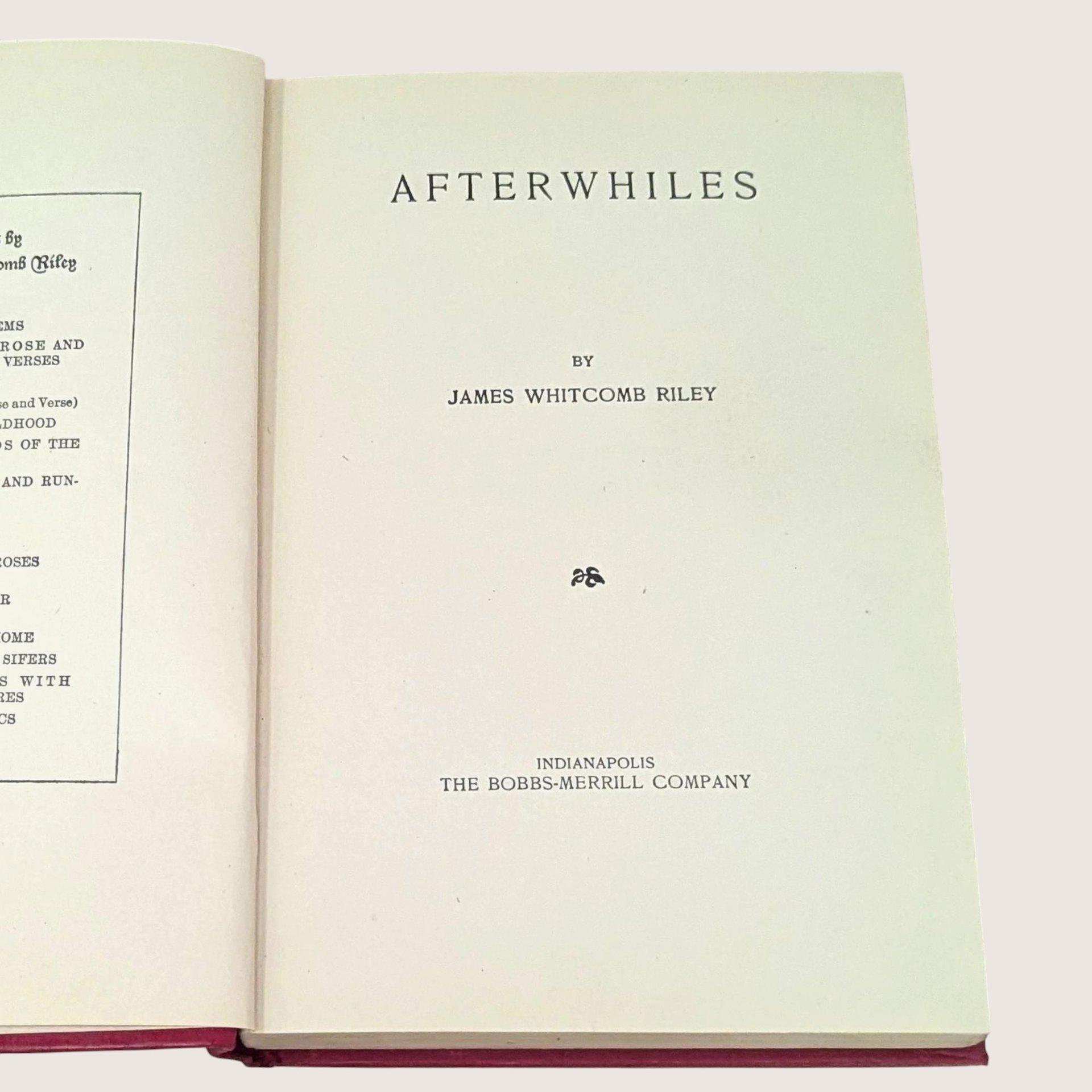 Afterwhiles James Whitcomb Riley Antique Poetry Hardcover Book