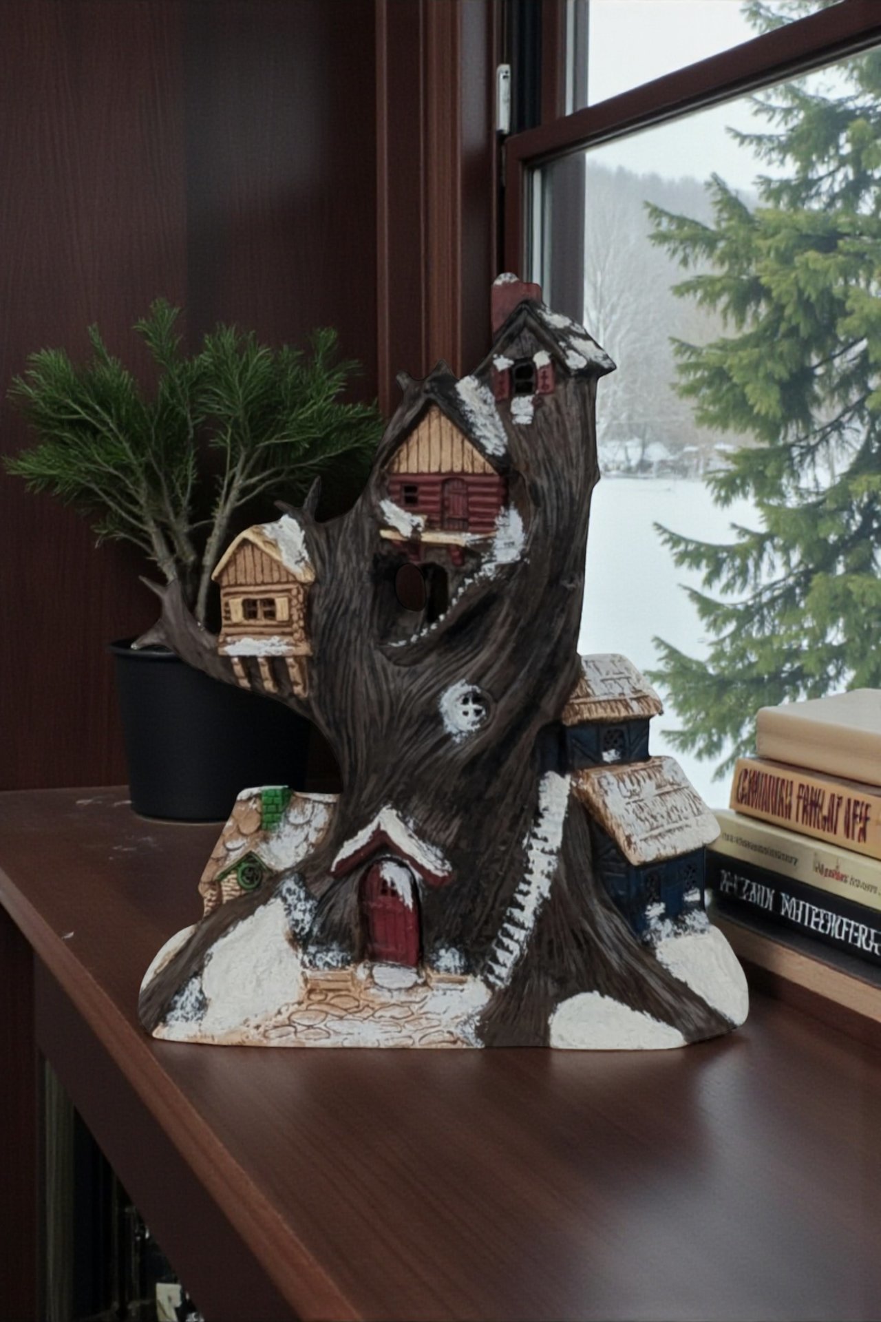 Vintage Handpainted Halloween Treehouse Light