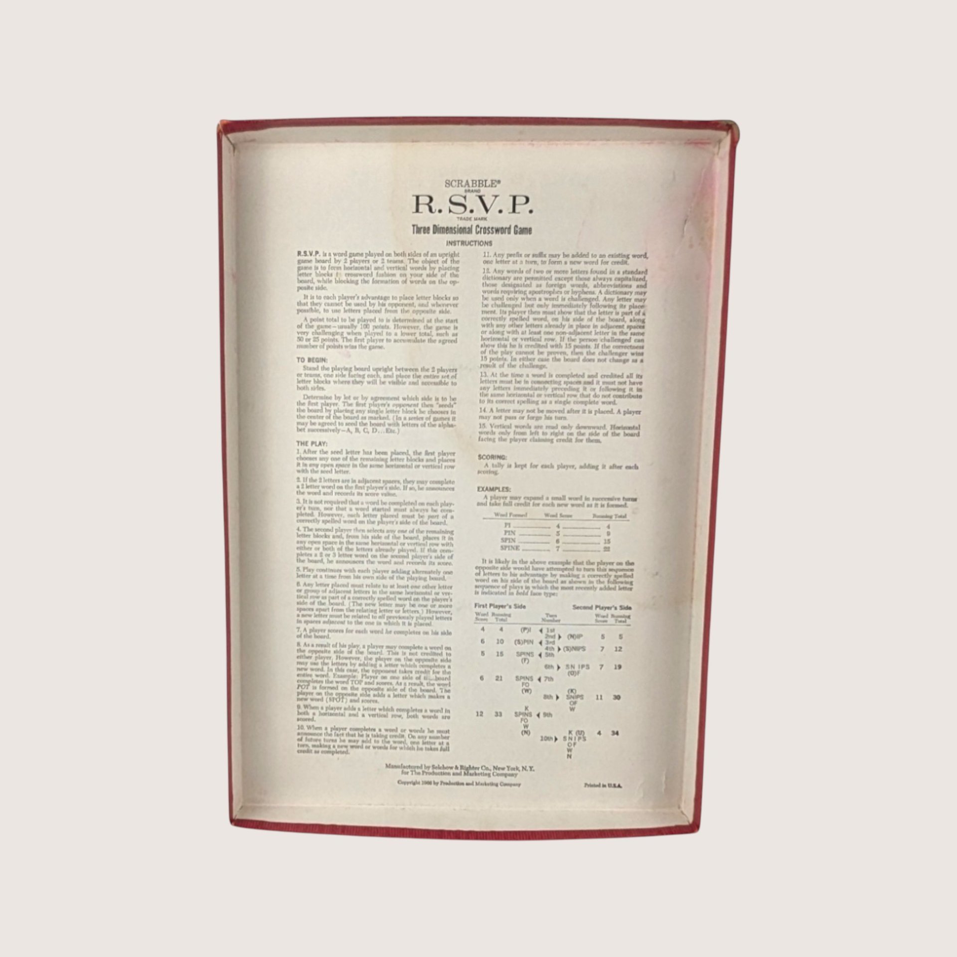 1966 Selchow and Righter Scrabble RSVP Game
