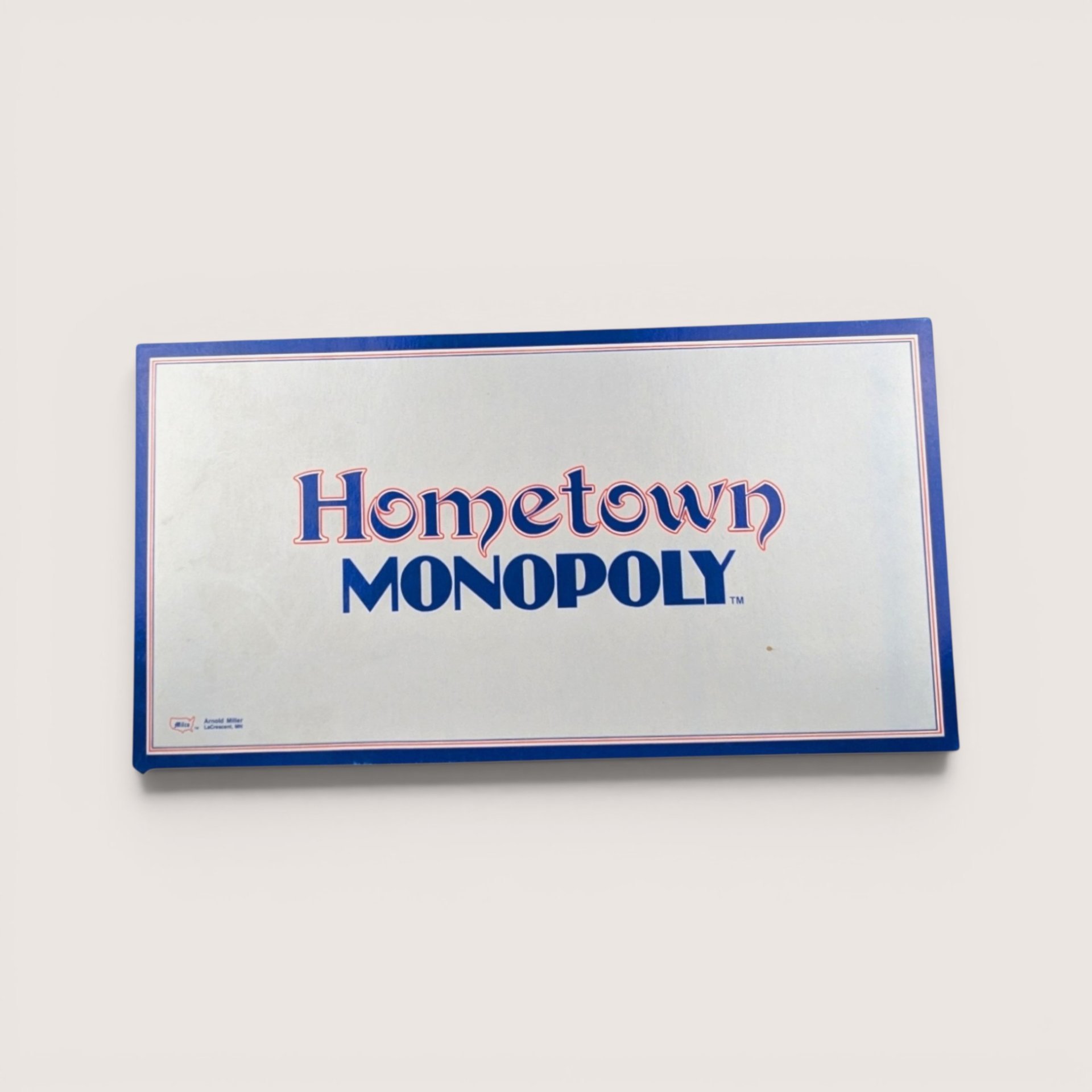 Vintage Hometown Monopoly Saint Paul MN board game box with a clean silver finish and bold blue and red lettering.