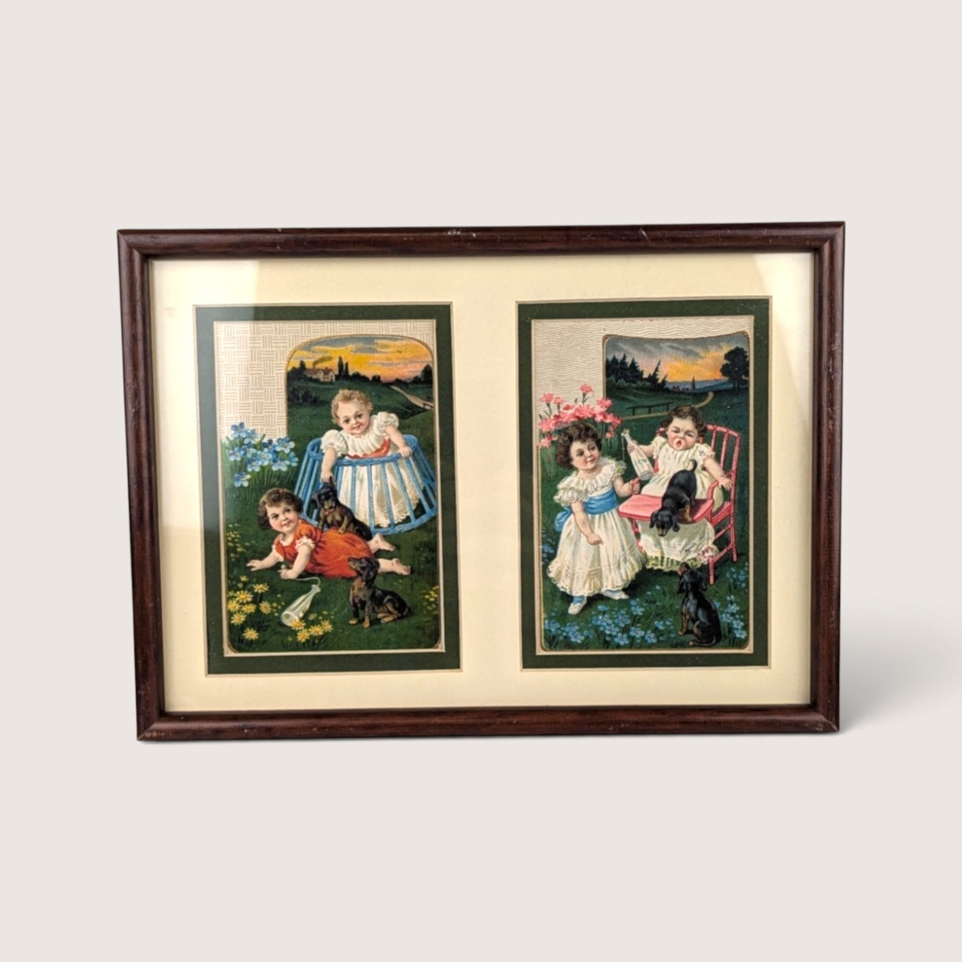 Set Of 2 Vintage Framed Sarsaparilla Advertising Cards Wall Hangings