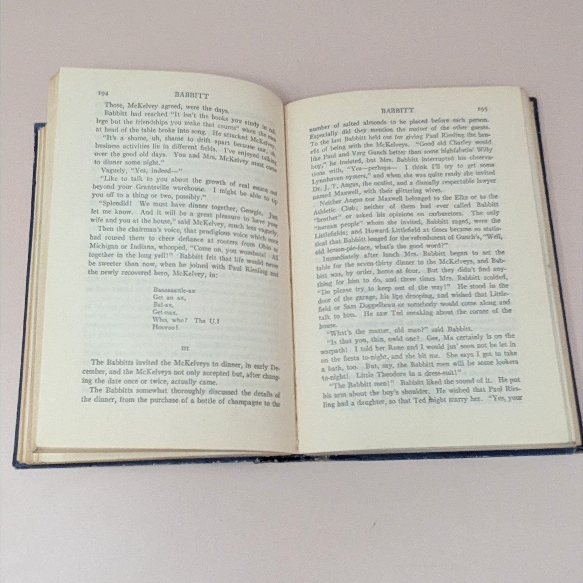 1922 Babbitt Hardcover – Sinclair Lewis – Jazz Age Social Satire