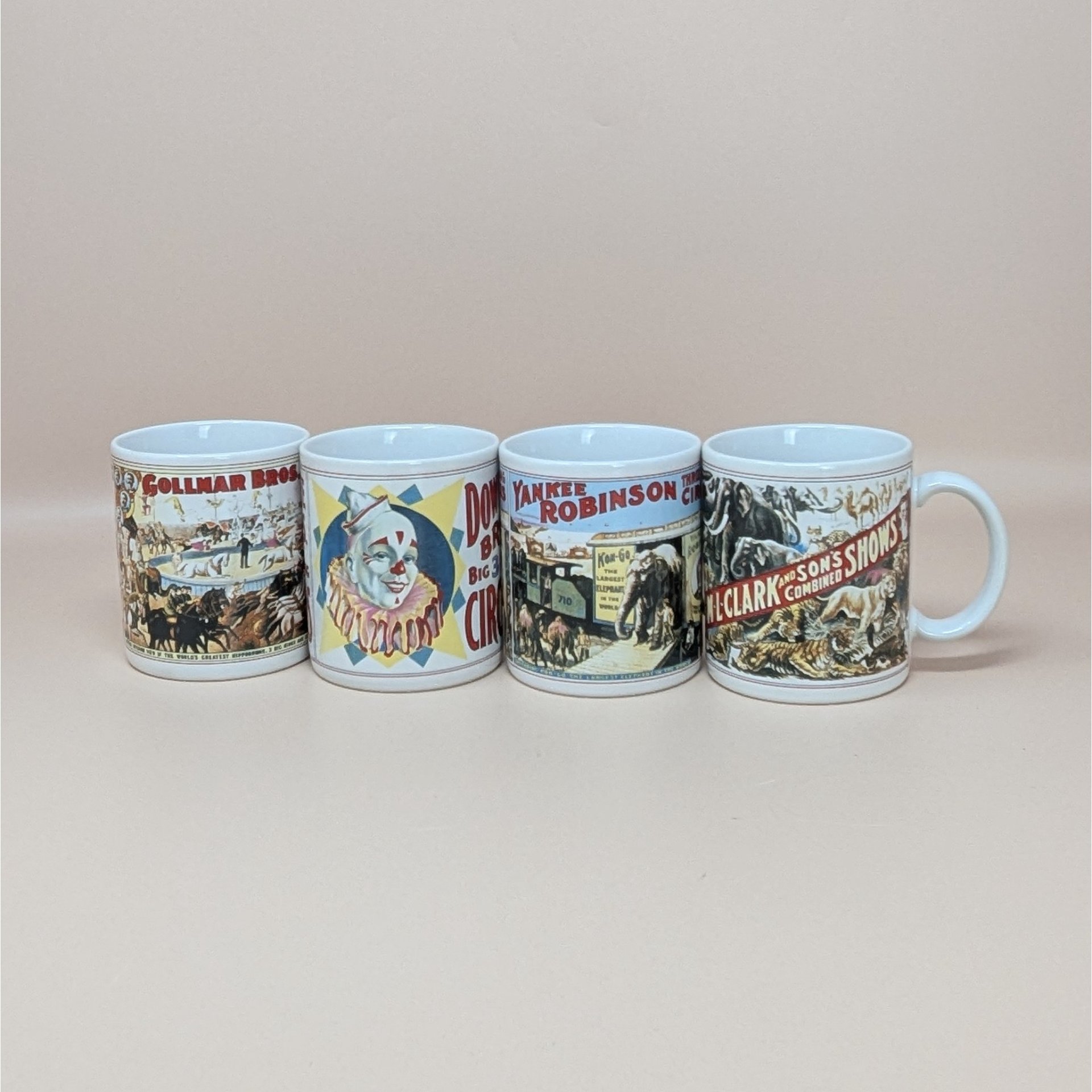 1987 Flambro Circus Poster Mugs – Set of 4 – Vintage Circus World Museum