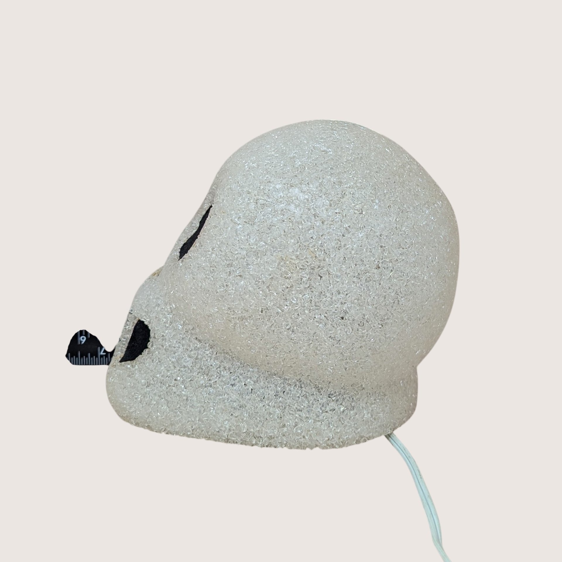 1970s Melted Plastic Popcorn Halloween Skull Light Up Decoration