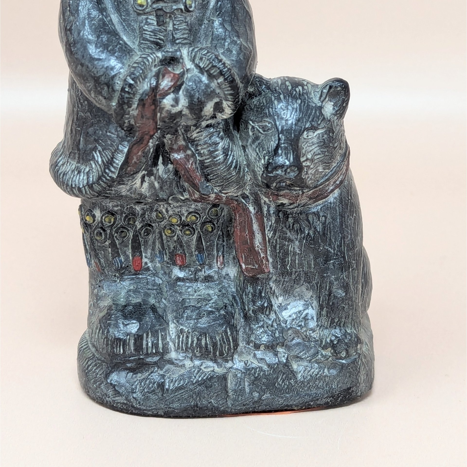 1970s Wolf Sculpture Original Figurine – Folk Art Eskimo Child and Dog