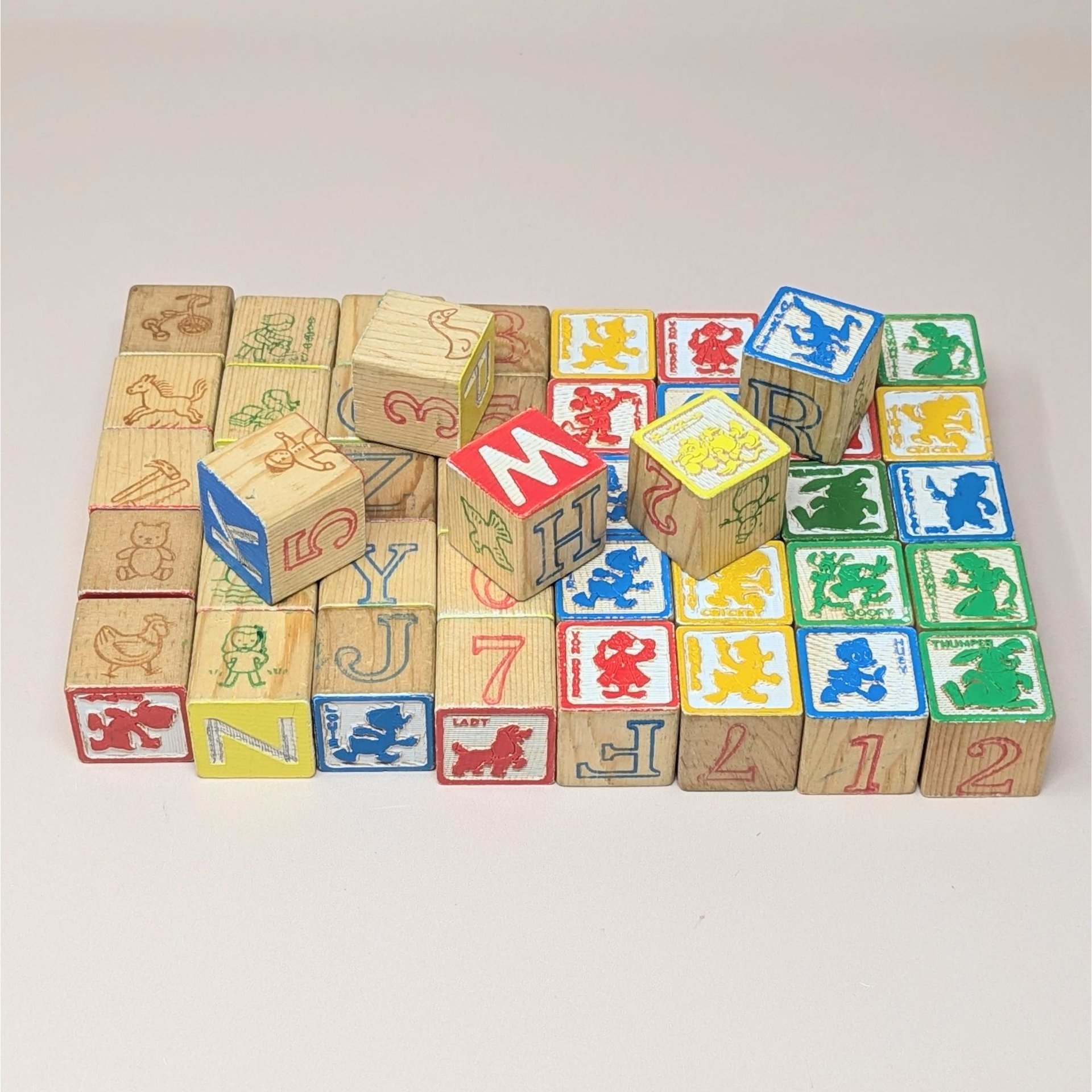 1970 Playskool Disney Wood Safety Blocks