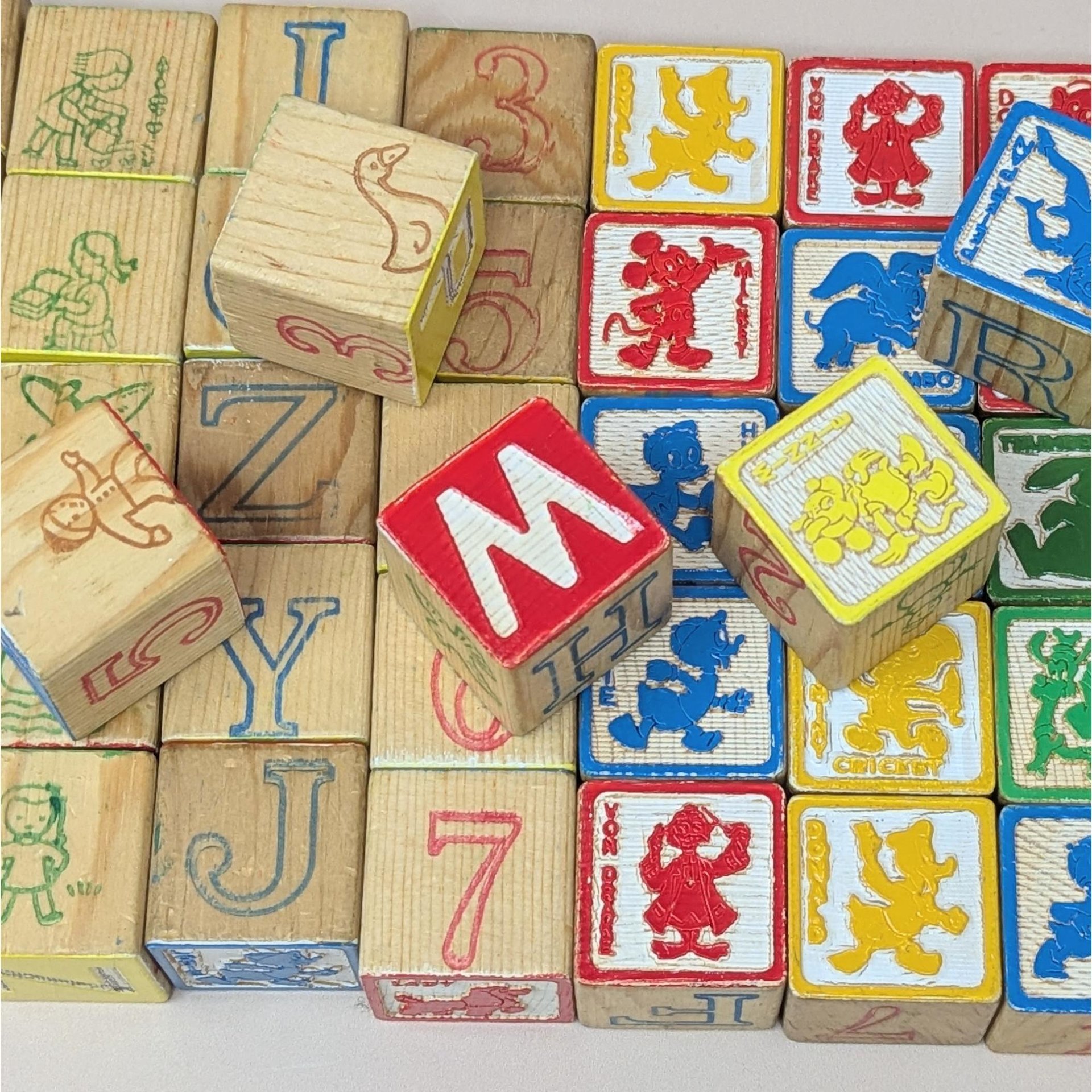 1970 Playskool Disney Wood Safety Blocks