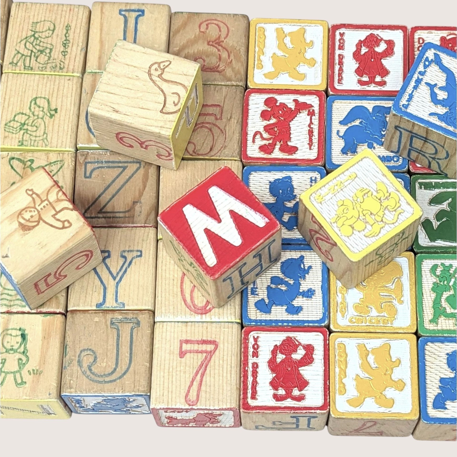 1970 Playskool Disney Wood Safety Blocks