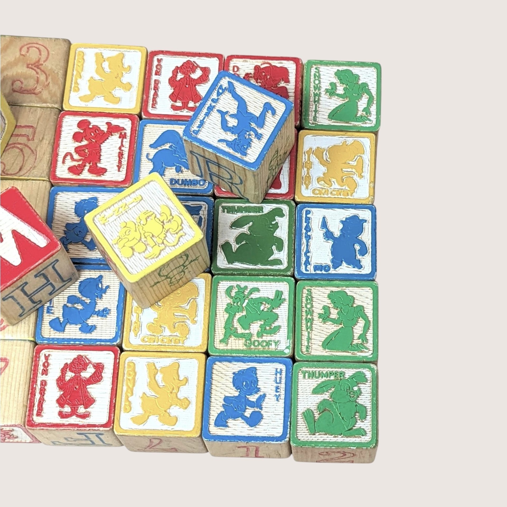 1970 Playskool Disney Wood Safety Blocks