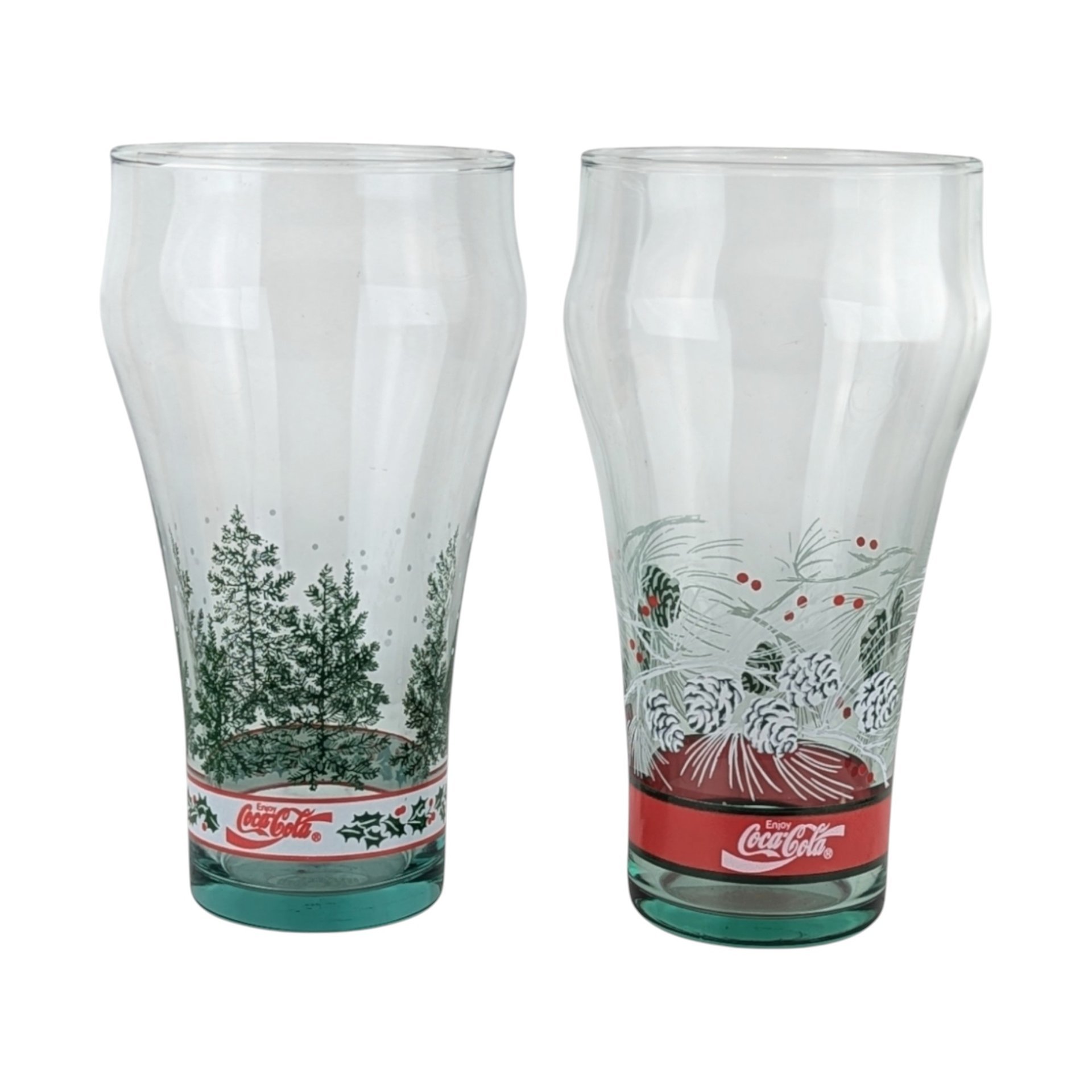 Set of 4 Vintage Coca-Cola Pine Cone and Tree Glasses
