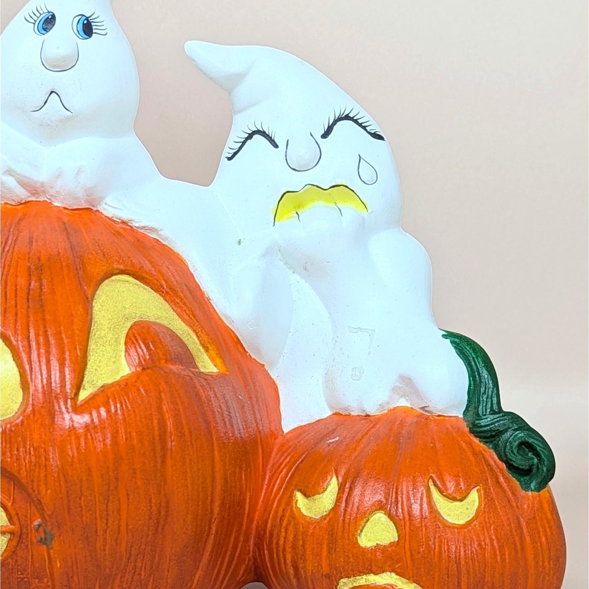 Vintage Halloween Ceramic Ghost and Pumpkin Figurine