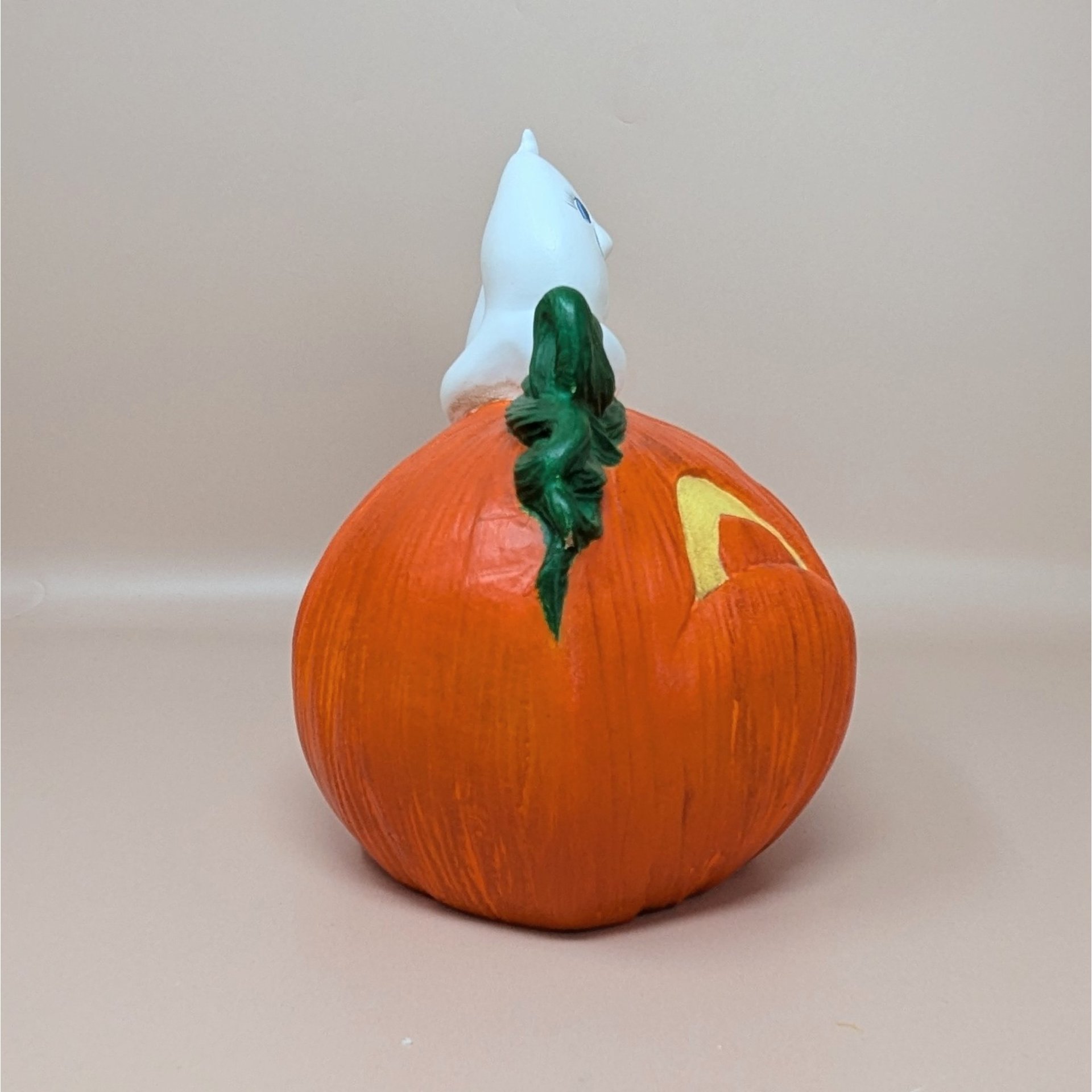 Vintage Halloween Figurine – Handpainted Ceramic Ghost and Pumpkin