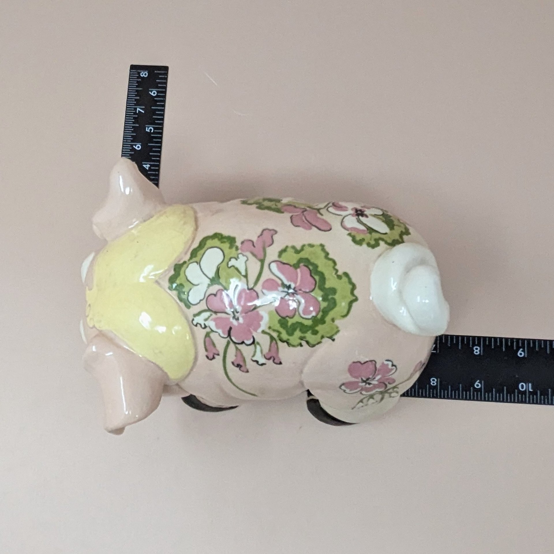 Kay Finch Grumpy Pig – 1940s California Pottery – Floral Ceramic Figurine