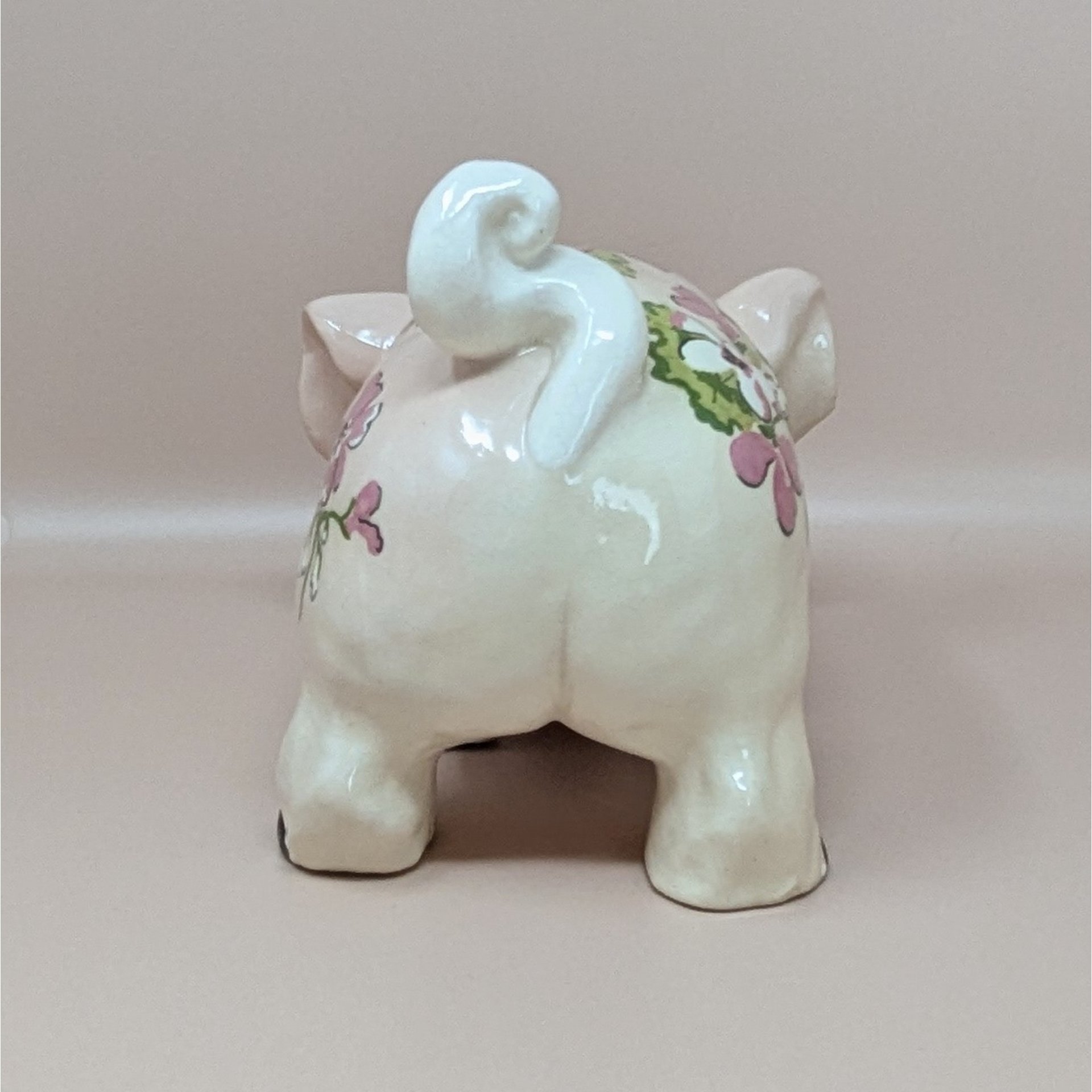 Kay Finch Grumpy Pig – 1940s California Pottery – Floral Ceramic Figurine