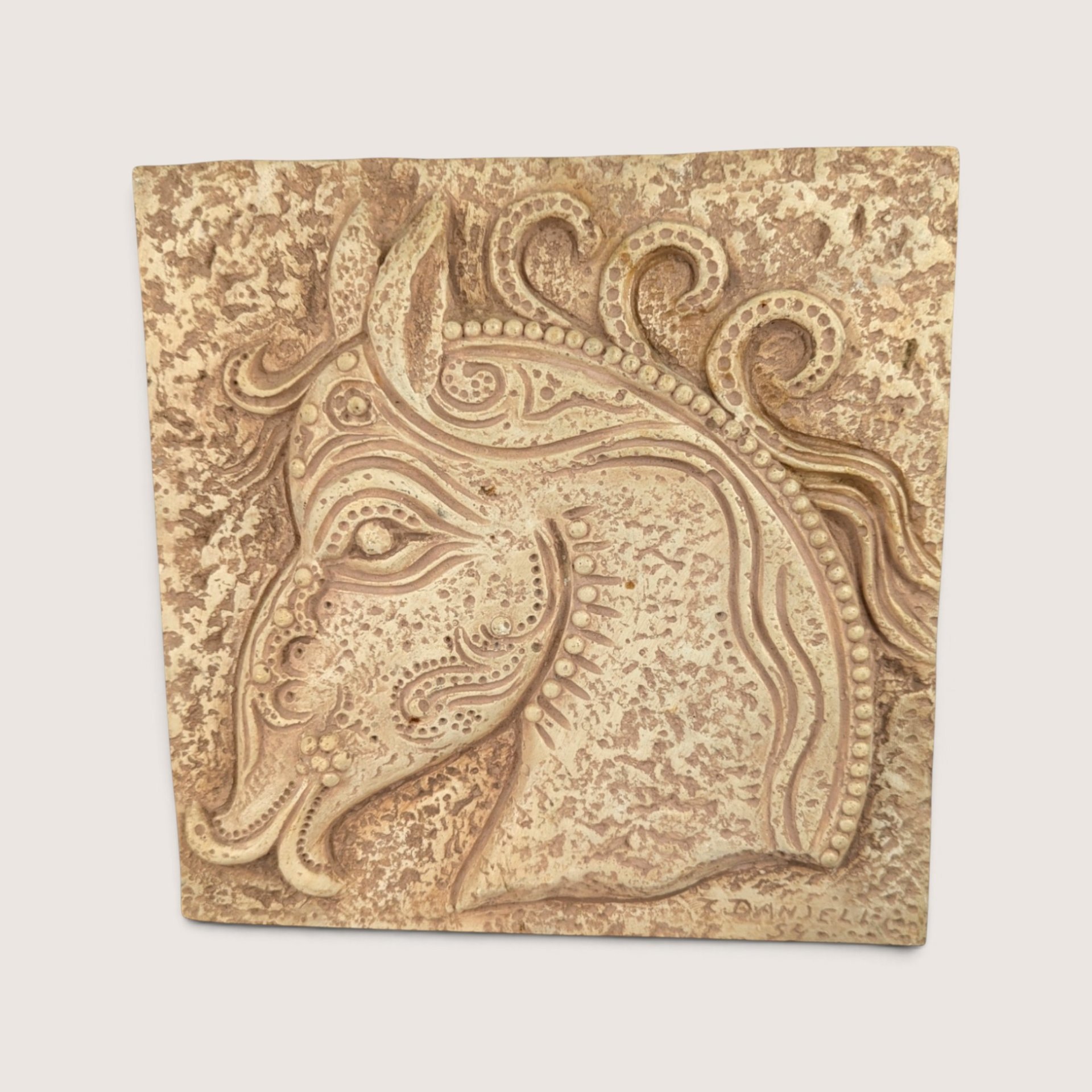 Vintage 1960s Z Danjell Greek Wall Art Horse and Bull Pair