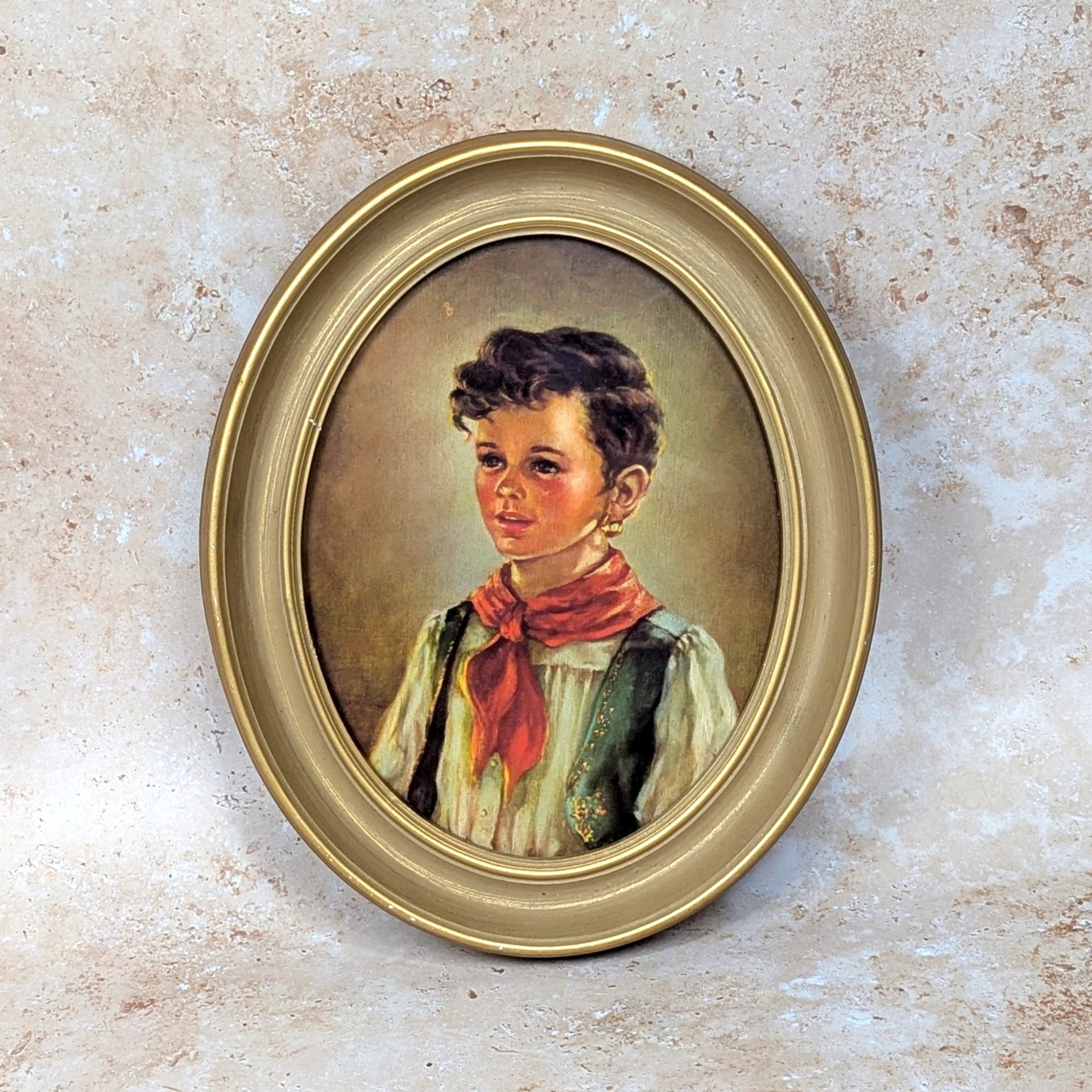 1950s Ann Allaben Chico and Elena Oval Framed Prints Pair