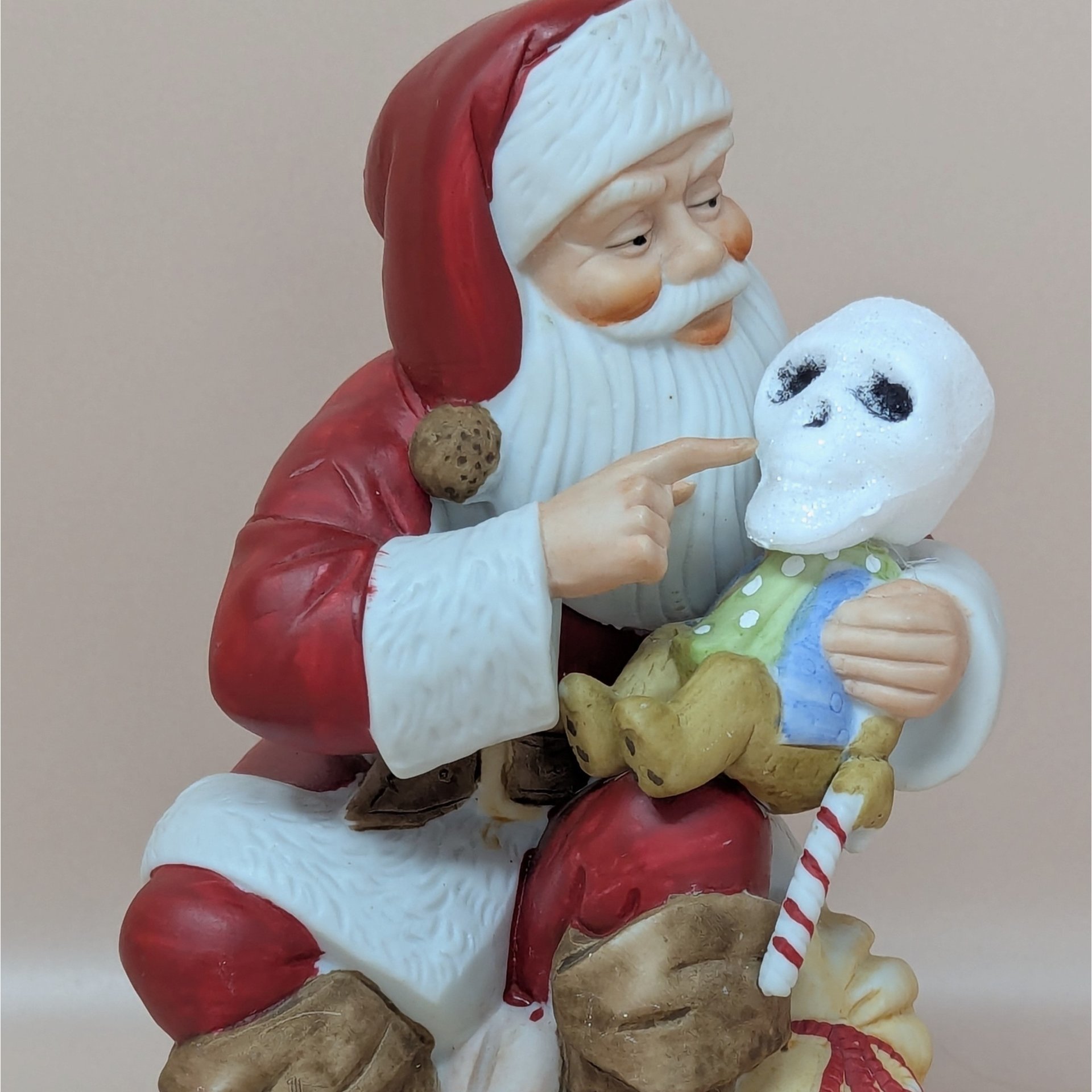 1983 Ted E Bear Santa with Skull Ceramic Music Box