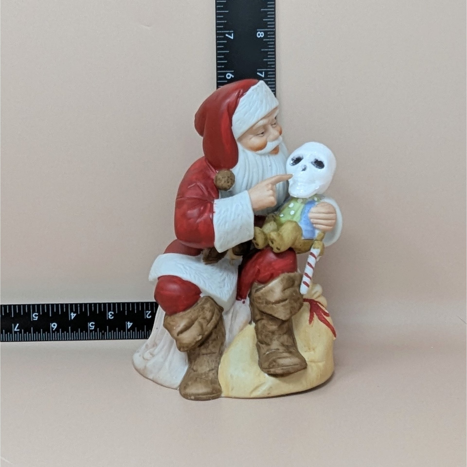 1983 Ted E Bear Santa with Skull Ceramic Music Box
