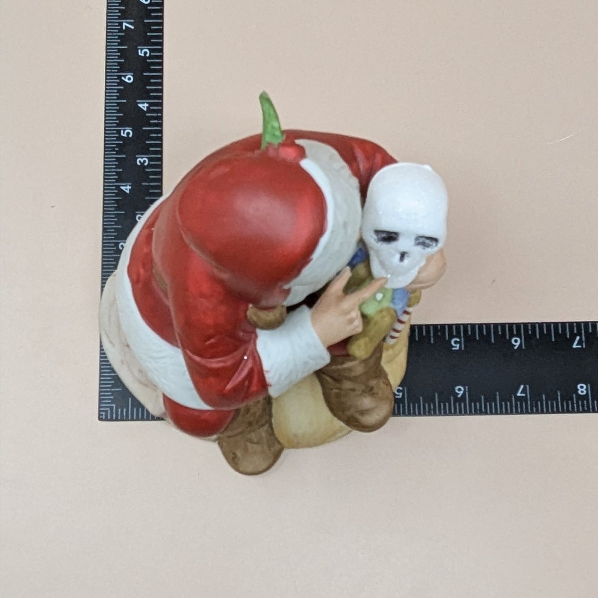 1983 Ted E Bear Santa with Skull Ceramic Music Box