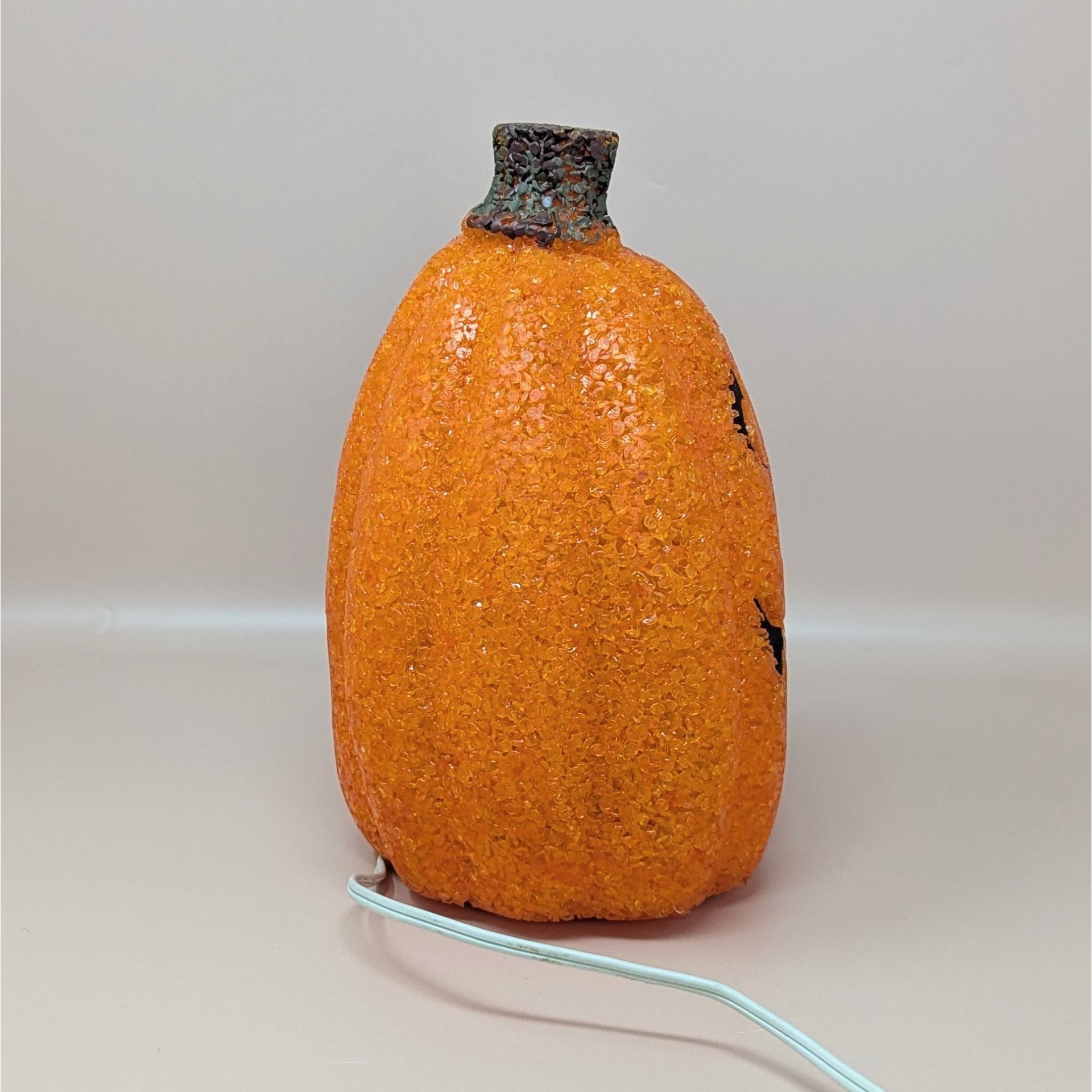1990s Vintage Popcorn Melted Plastic Jack O'Lantern Light