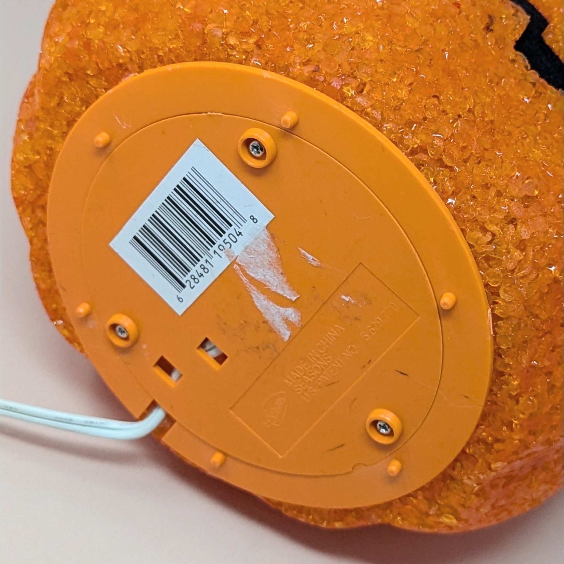 1990s Vintage Popcorn Melted Plastic Jack O'Lantern Light