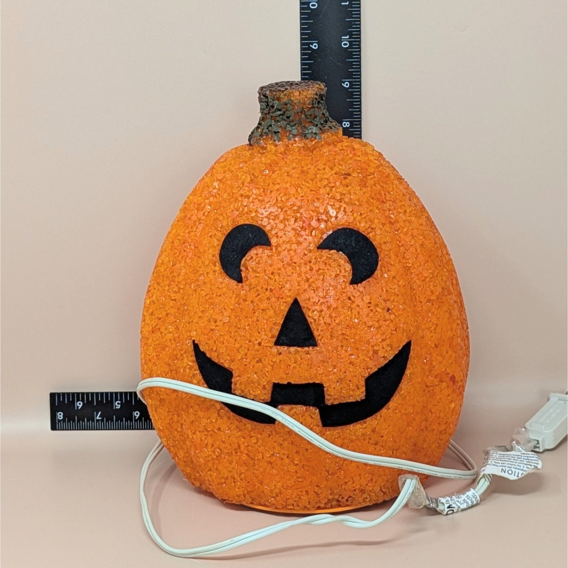 1990s Vintage Popcorn Melted Plastic Jack O'Lantern Light