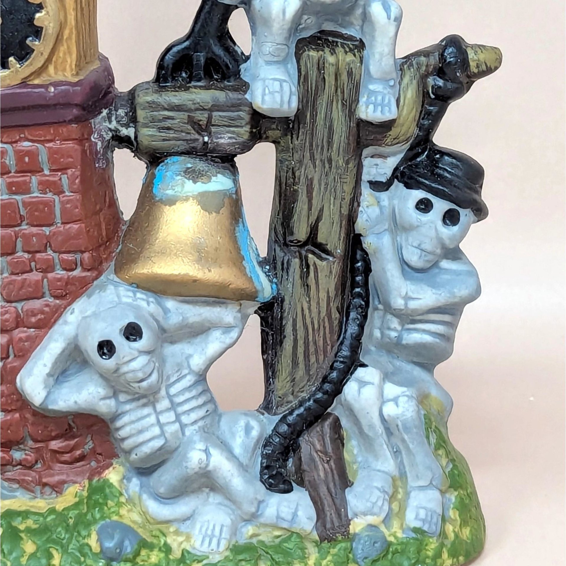 1990s Vintage Halloween Skeleton Clock Village Piece