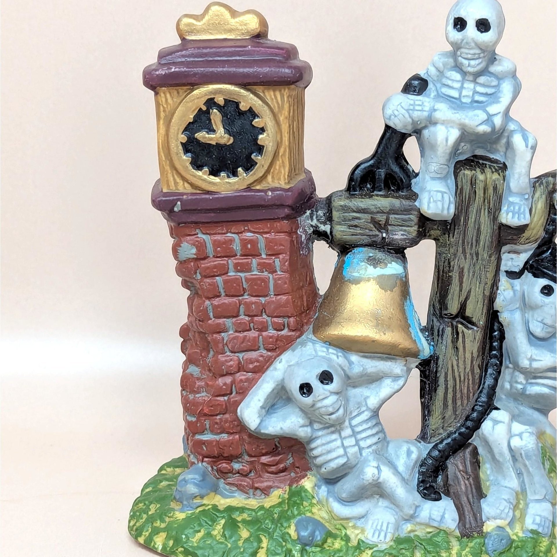 1990s Vintage Halloween Skeleton Clock Village Piece