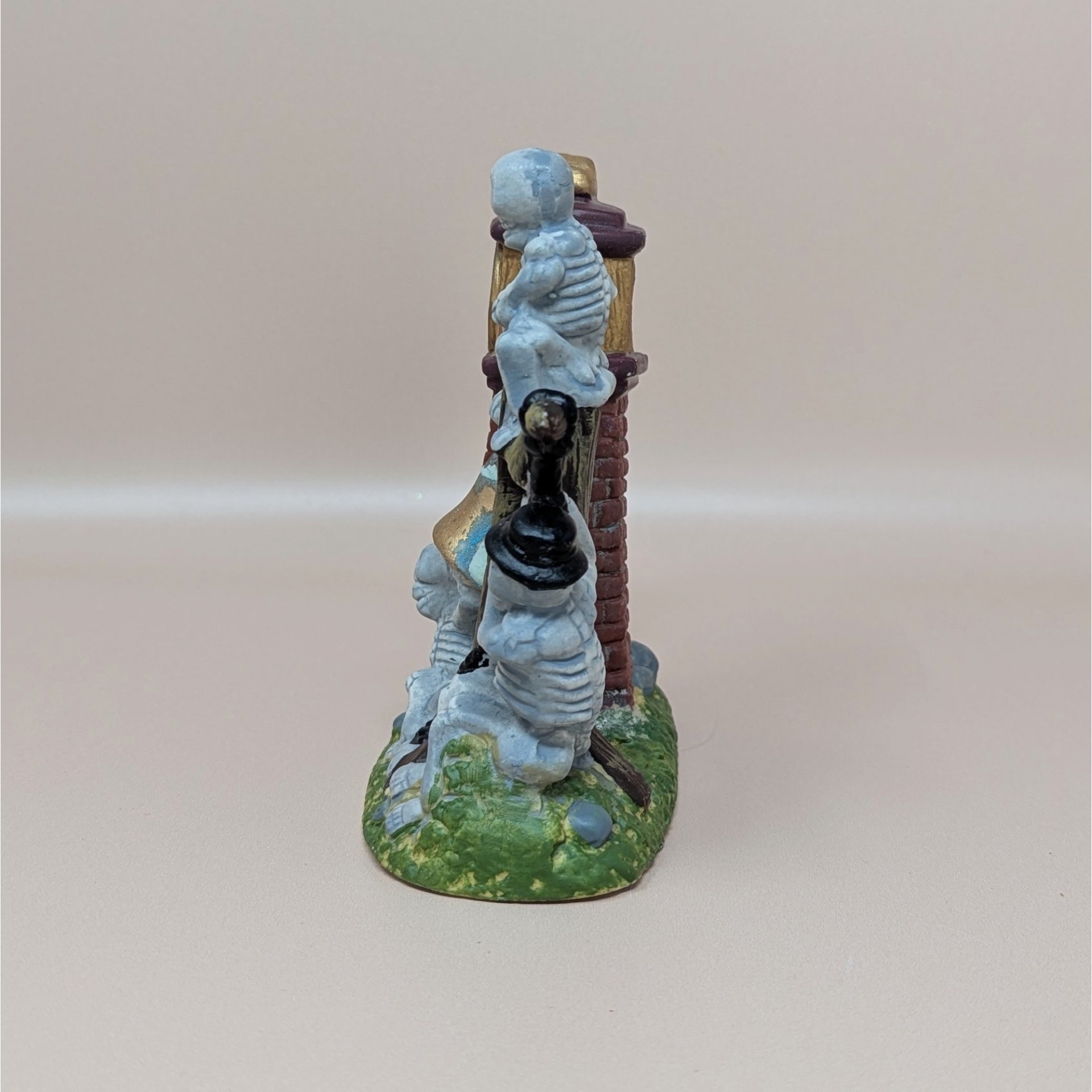 1990s Vintage Halloween Skeleton Clock Village Piece