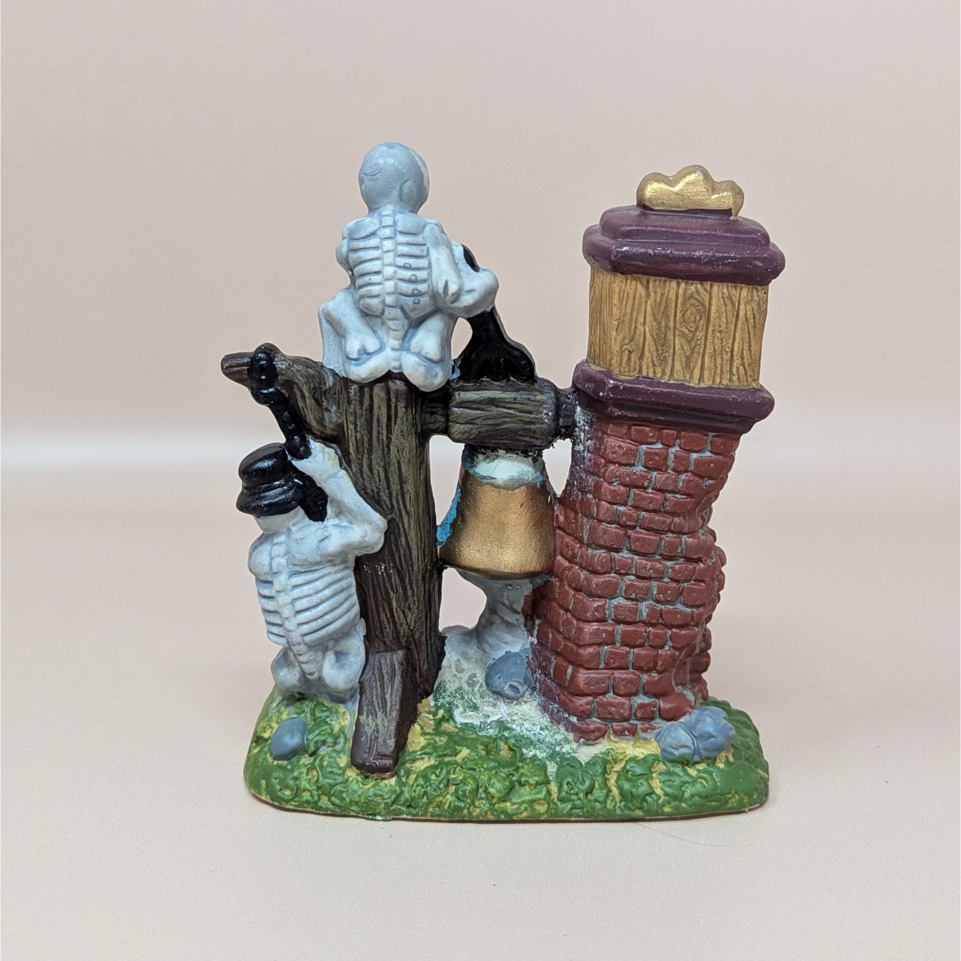 1990s Vintage Halloween Skeleton Clock Village Piece