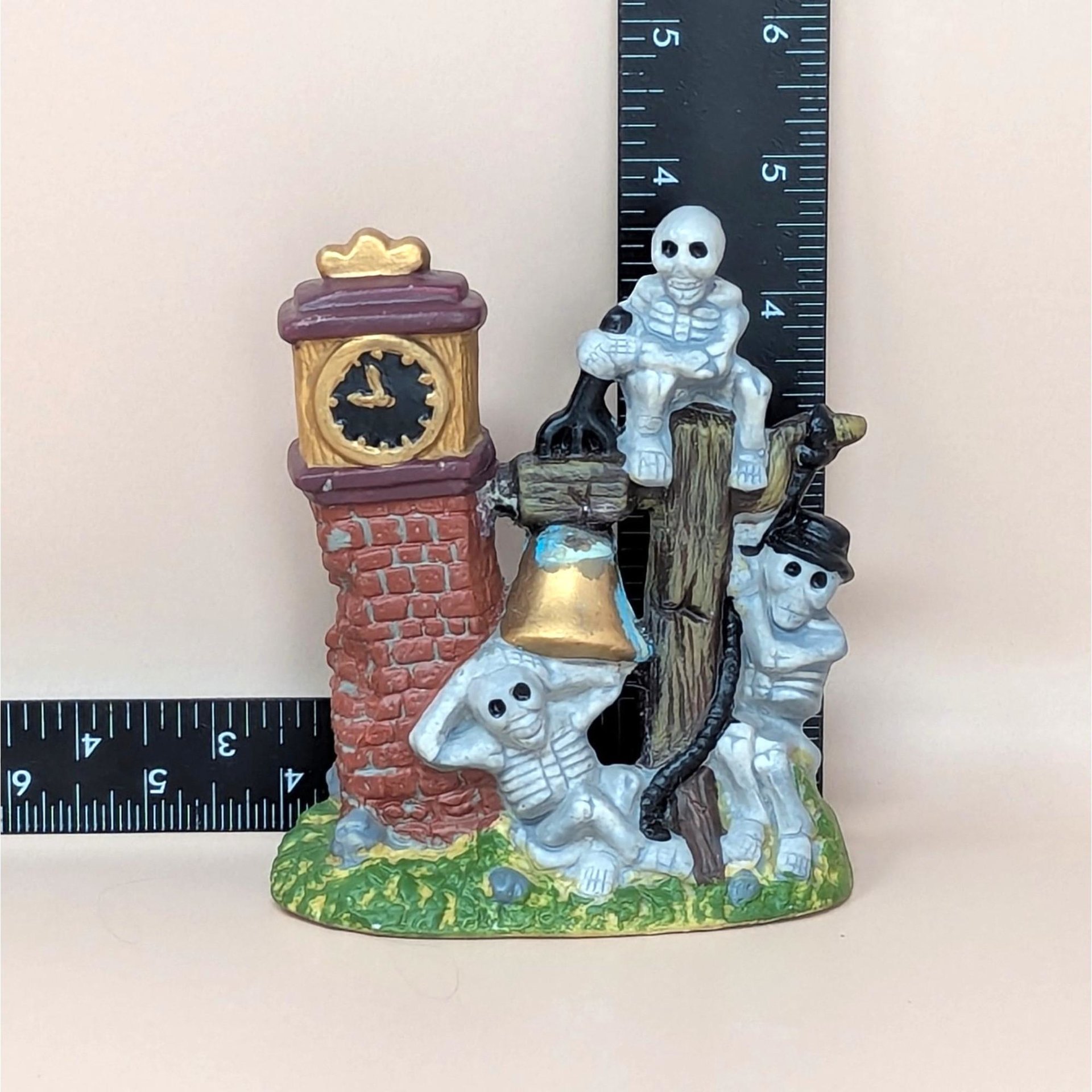 1990s Vintage Halloween Skeleton Clock Village Piece