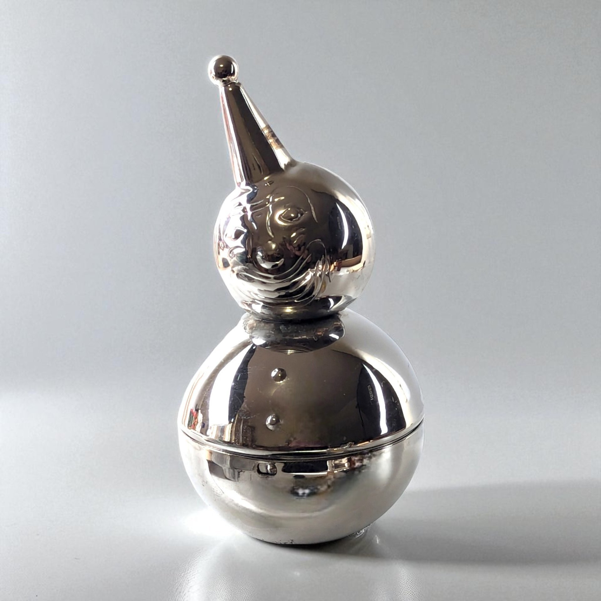 Vintage Raimond Roly Poly Clown Bank, Silver Metal Figural Coin Bank, Nursery Decor, Gift for Child, Collector, Nostalgic Toy