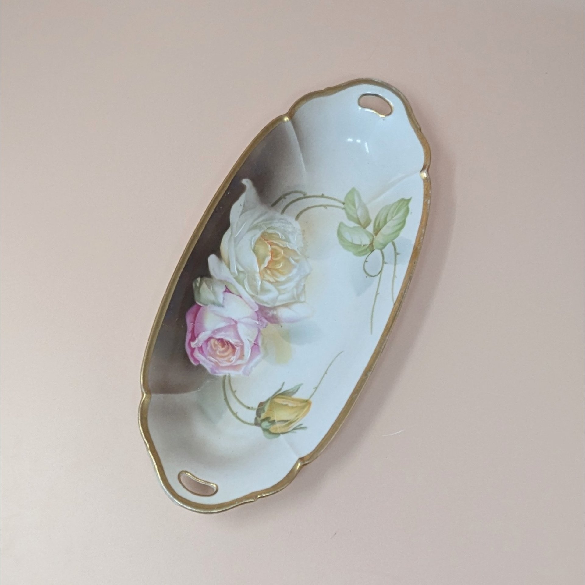 1920s Suhl Germany Floral Porcelain Celery Tray