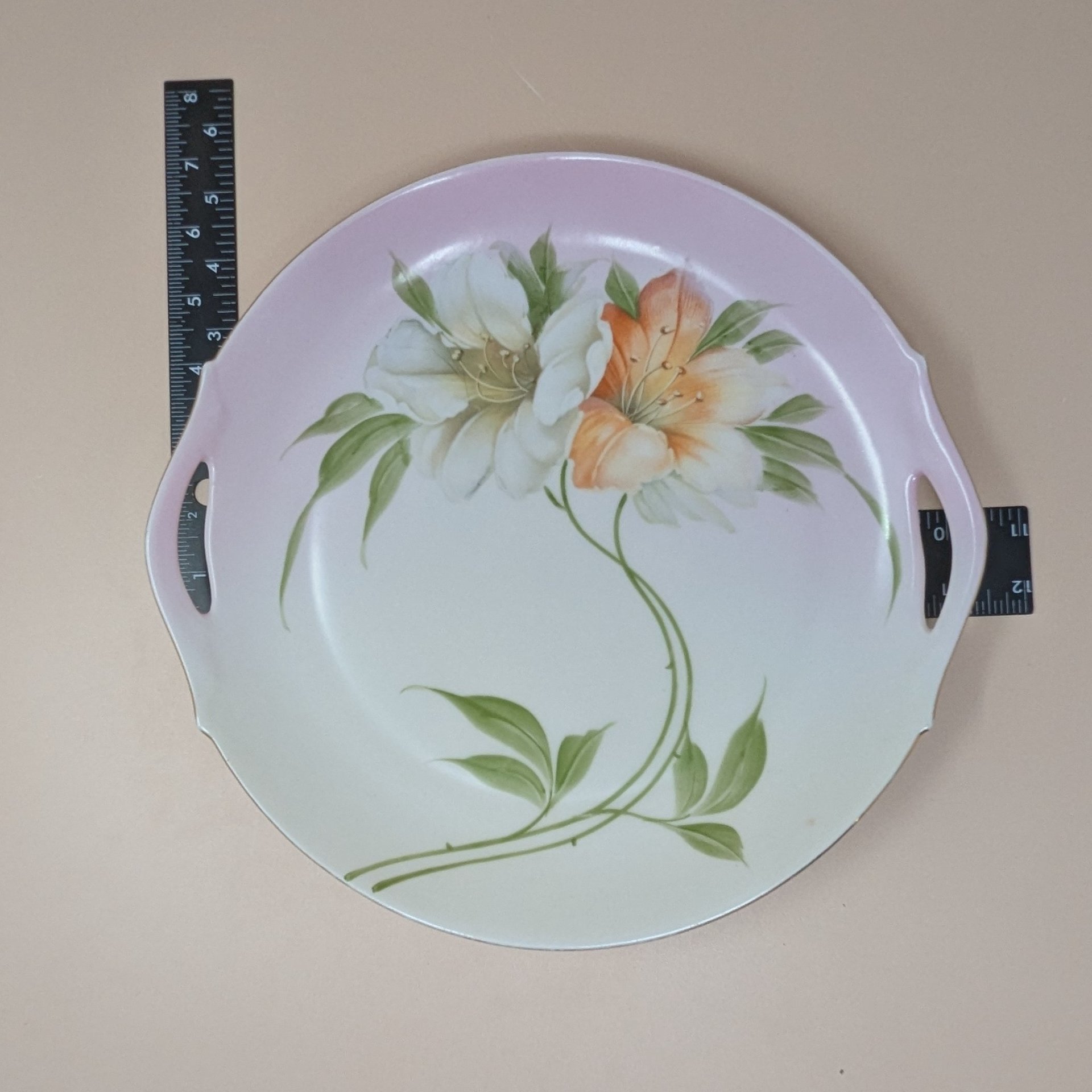 1920s Z.S. & C. Bavaria Floral Porcelain Handled Plate