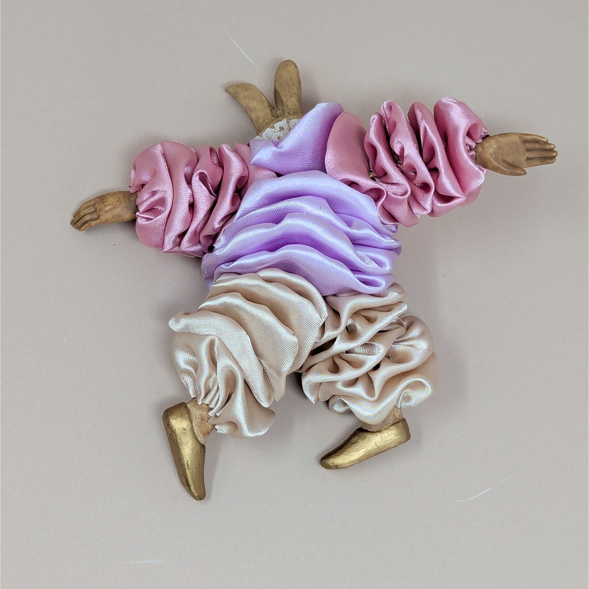 1990s Pastel Satin Pierrot Rabbit Figurine