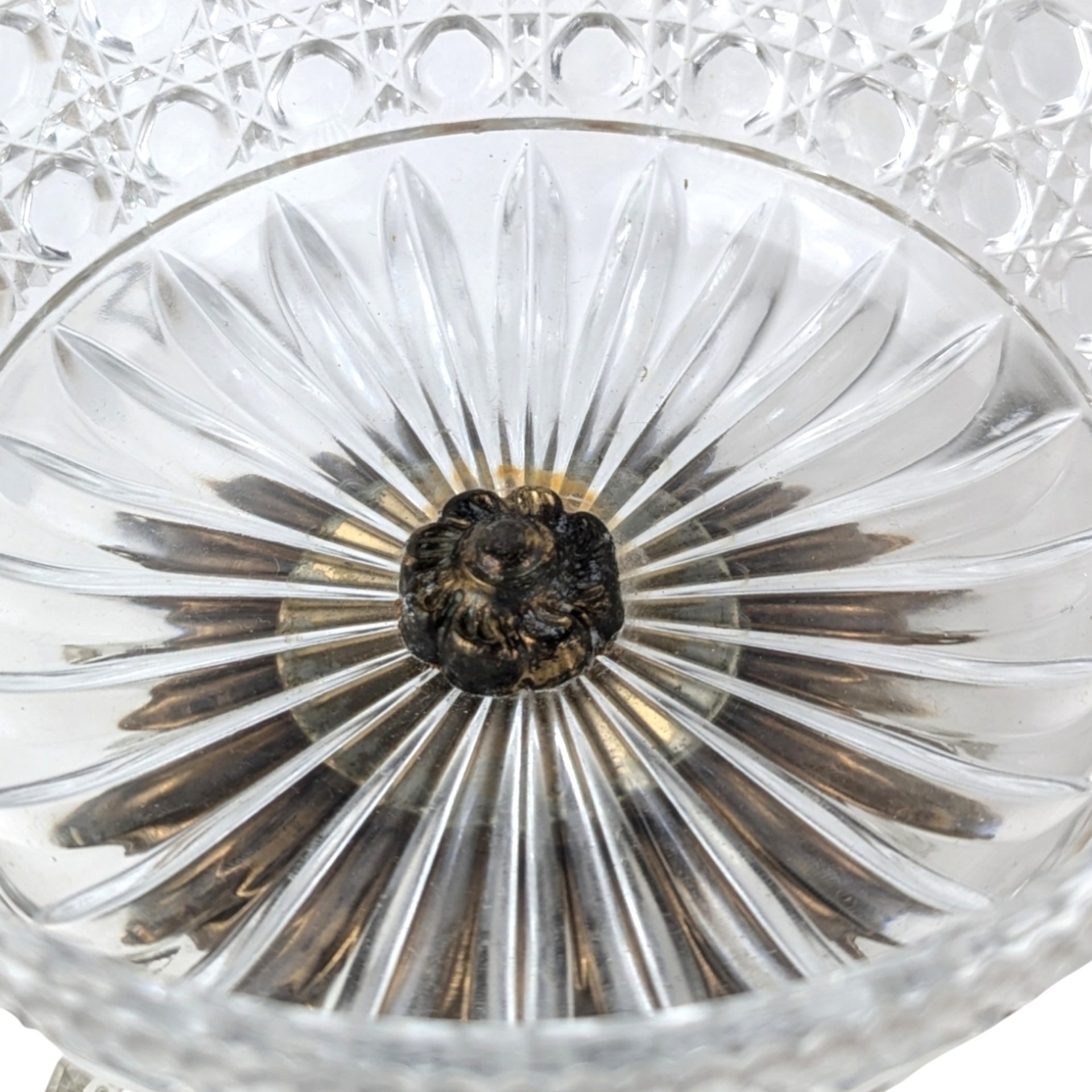 Vintage Crystal and Italian Marble Covered Candy Dish Chandelier Pedestal Jar